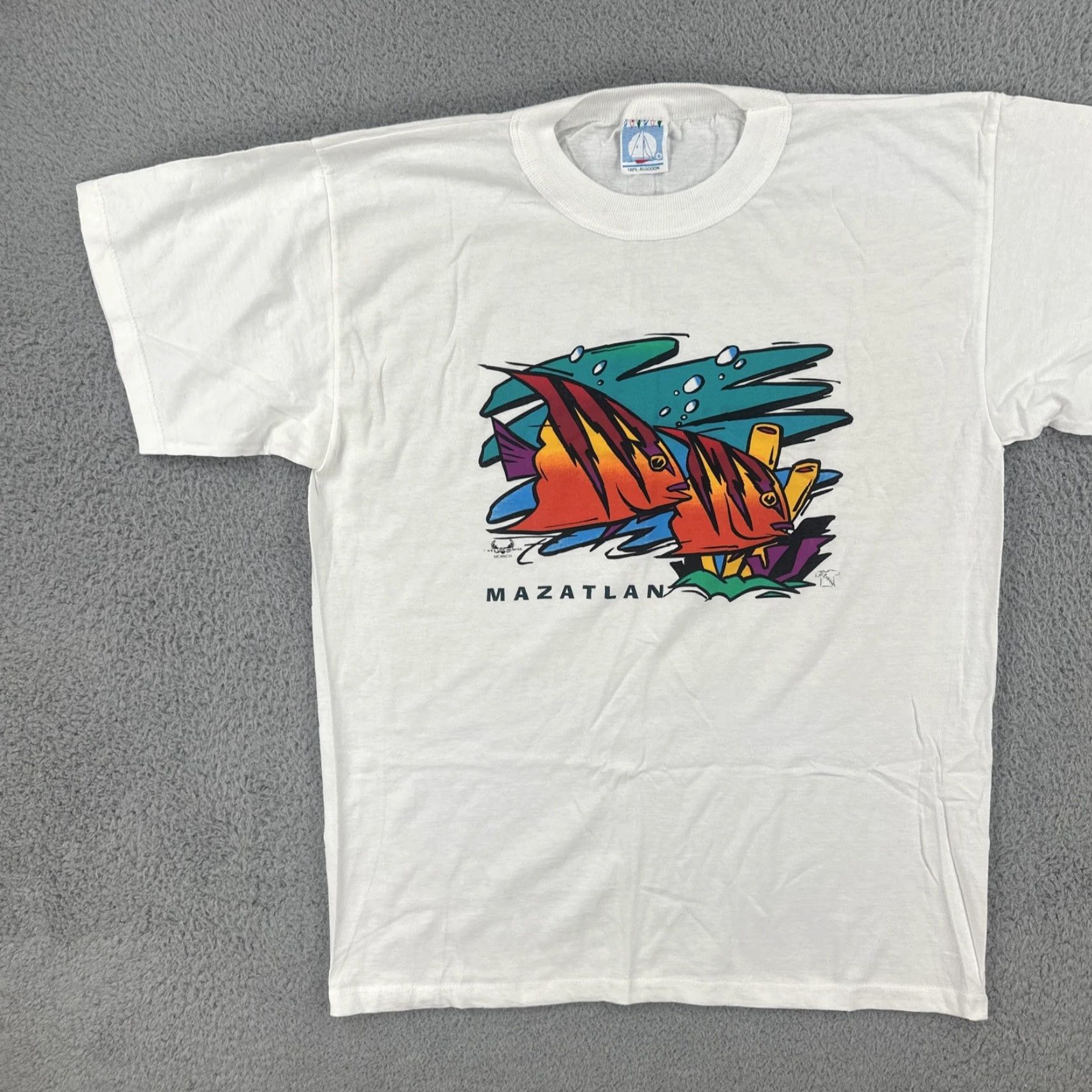 Vintage VINTAGE El Capitan T-Shirt Mens Cotton 90s Mazatlan Mexico White Short Sleeve Crew Neck Large Fun Beach Fish Art Holiday EUC Size US L / EU 52-54 / 3 - 3 Thumbnail