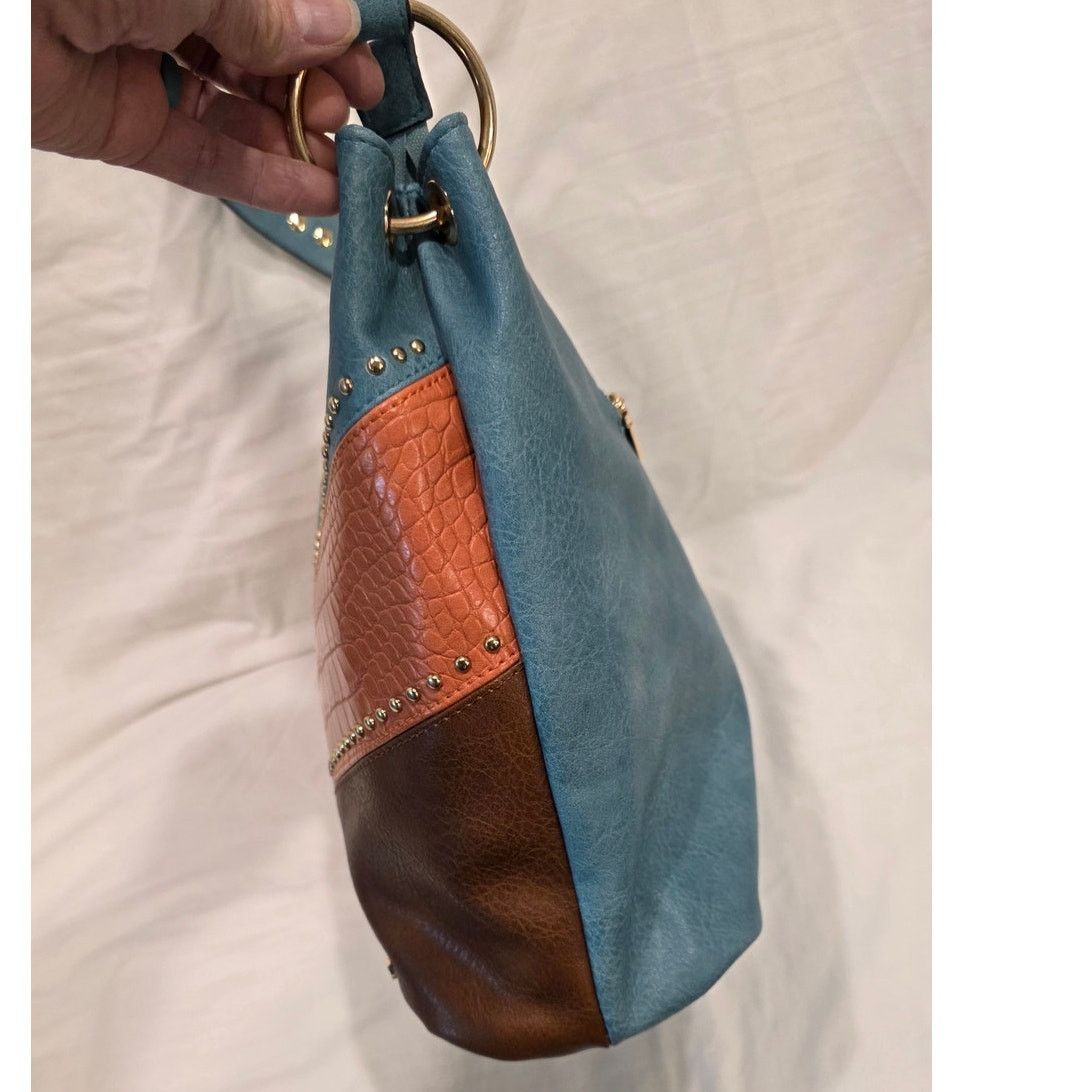 Other Montana West Brown, Orange & Turquoise Shoulder Purse Size ONE SIZE - 8 Thumbnail