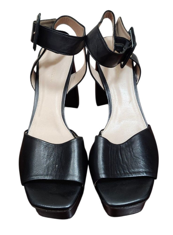 Stuart Weitzman Stuart Weitzman Women's Newdeal Leather Platform Sandals Size US 9 / IT 39 - 3 Thumbnail