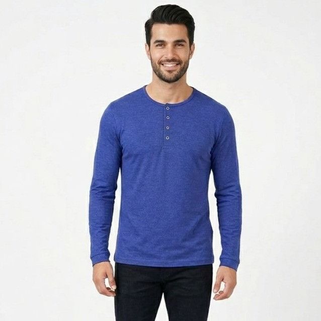 Stone Rose Stone Rose Men Blue Long Sleeve Henley Shirt T-shirt Size S Size US S / EU 44-46 / 1 - 1 Thumbnail