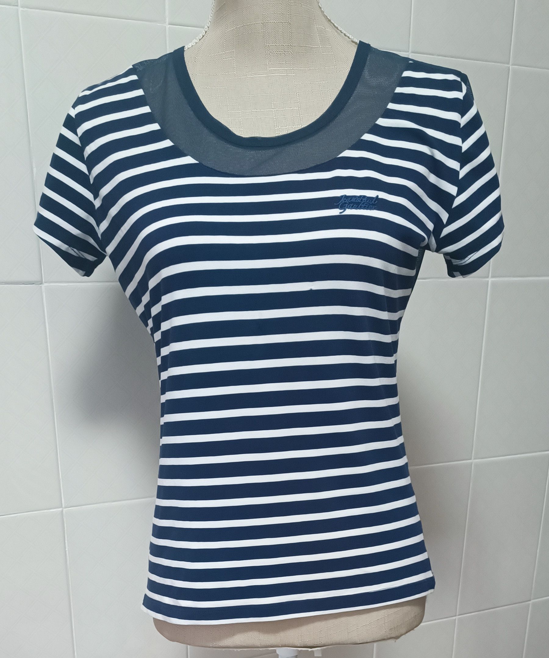 Jean Paul Gaultier Stripes Bi-material T-shirt Size M / US 6-8 / IT 42-44 - 3 Thumbnail