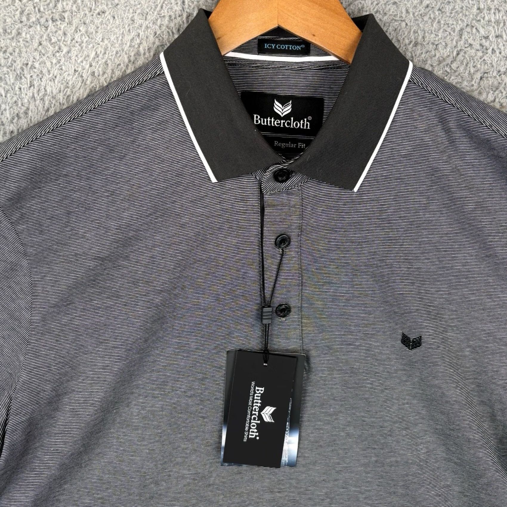 Vintage Butter Cloth Polo Shirt Men M Charcoal Gray Knit Short Sleeve Regular Fit Golf Size US M / EU 48-50 / 2 - 2 Thumbnail
