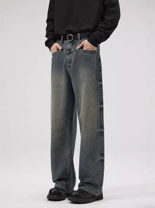 Japanese Brand × Jean Retro washed lightning men's straight baggy jeans Size US 32 / EU 48 - 2 Thumbnail