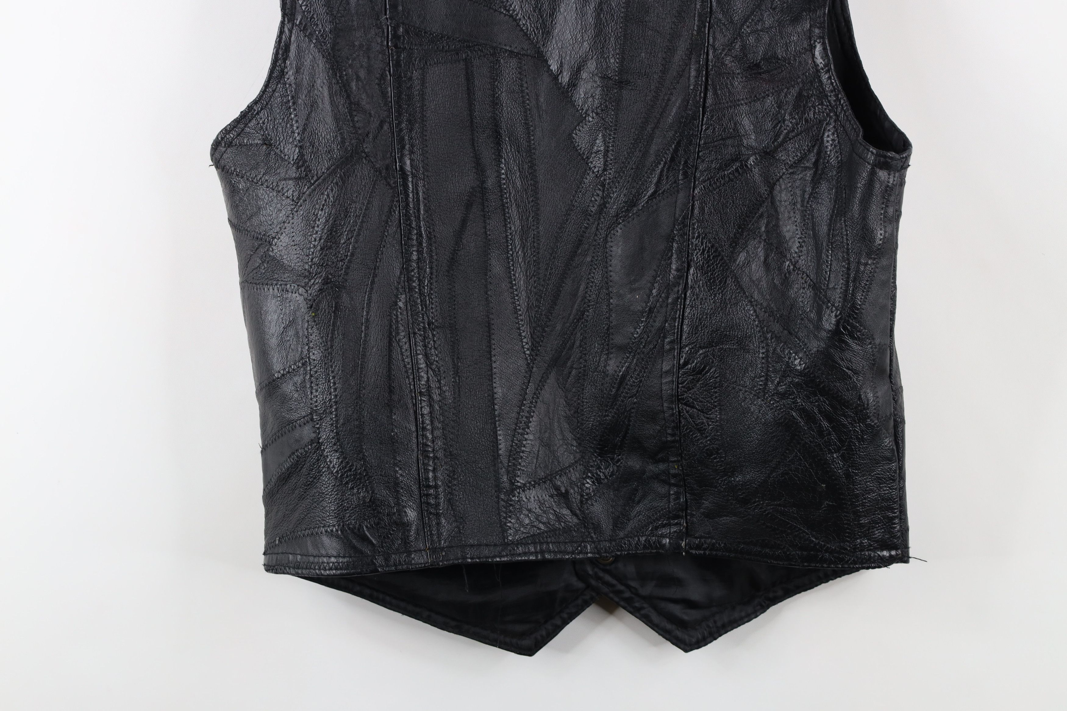 Vintage Vintage 90s Streetwear Patchwork Leather Vest Jacket Black Size US M / EU 48-50 / 2 - 16 Thumbnail
