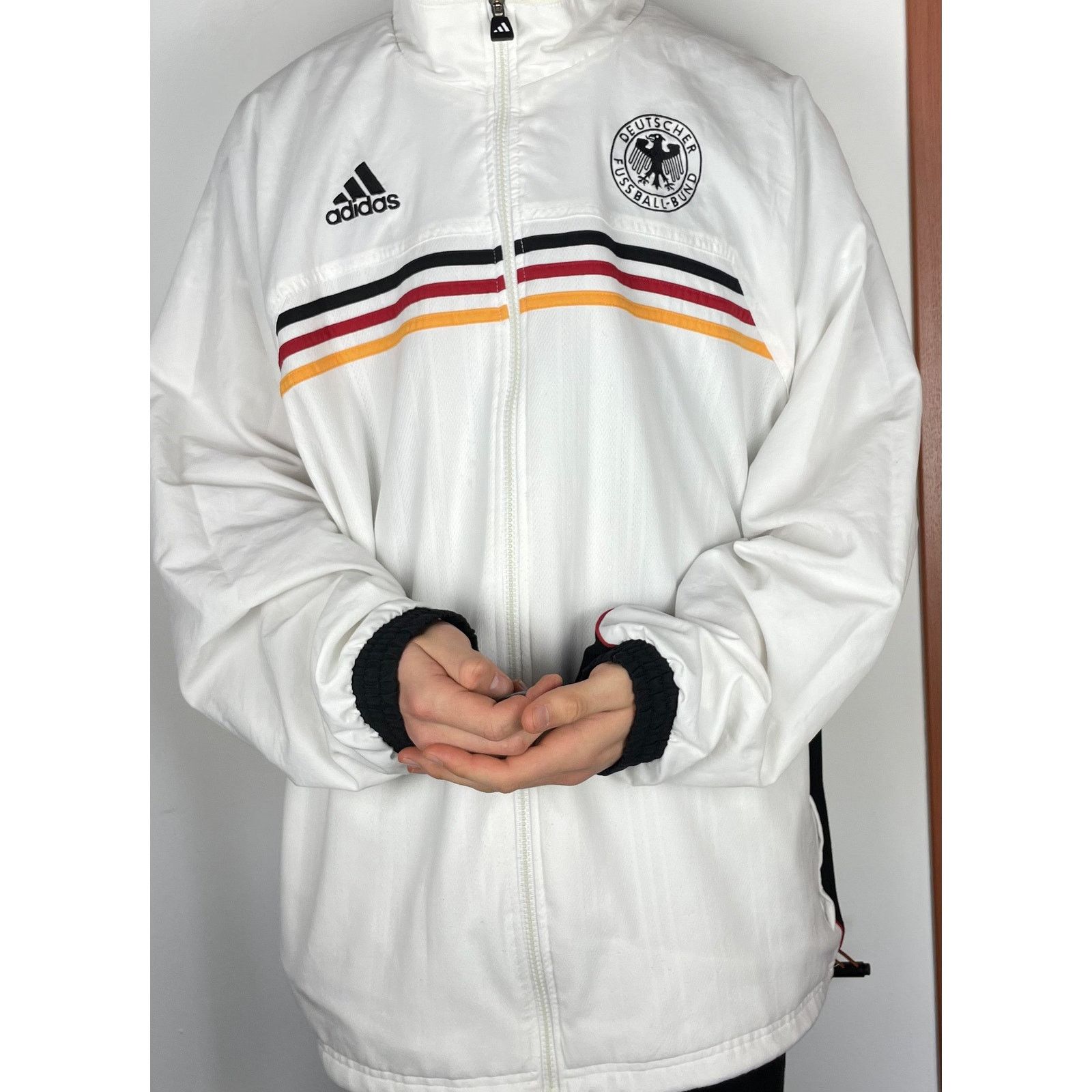 Adidas × Vintage Adidas Men's White German Deutscher Fussball Bund Jacket XL Size US XL / EU 56 / 4 - 2 Thumbnail
