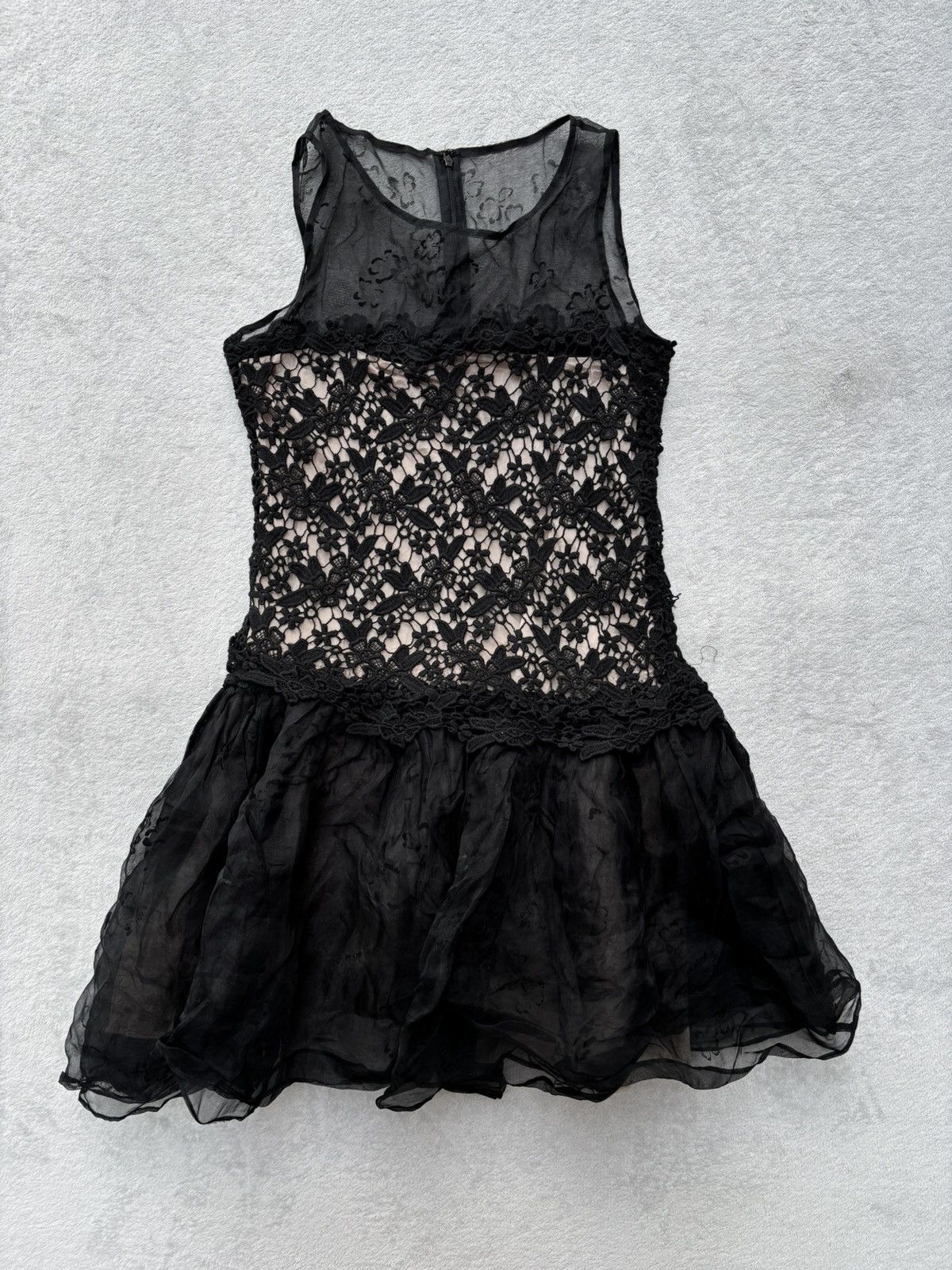 RED Valentino Floral Gothic Sheer Mesh Lace Ballerina Style Dress Size S / US 4 / IT 40 - 5 Thumbnail