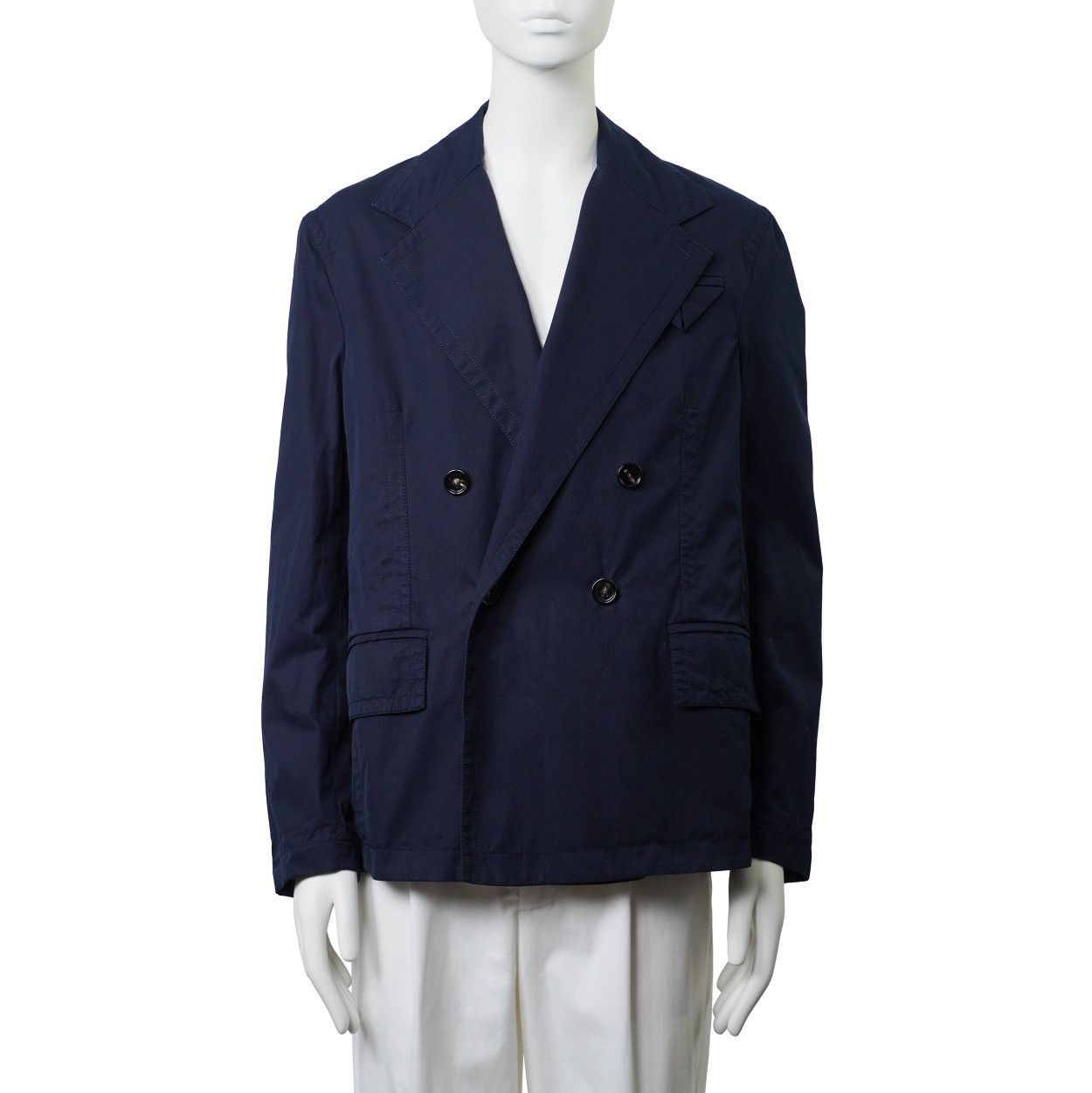 Bottega Veneta BOTTEGA VENETA Navy Twill Double-breasted Blazer Size 46R - 1 Thumbnail