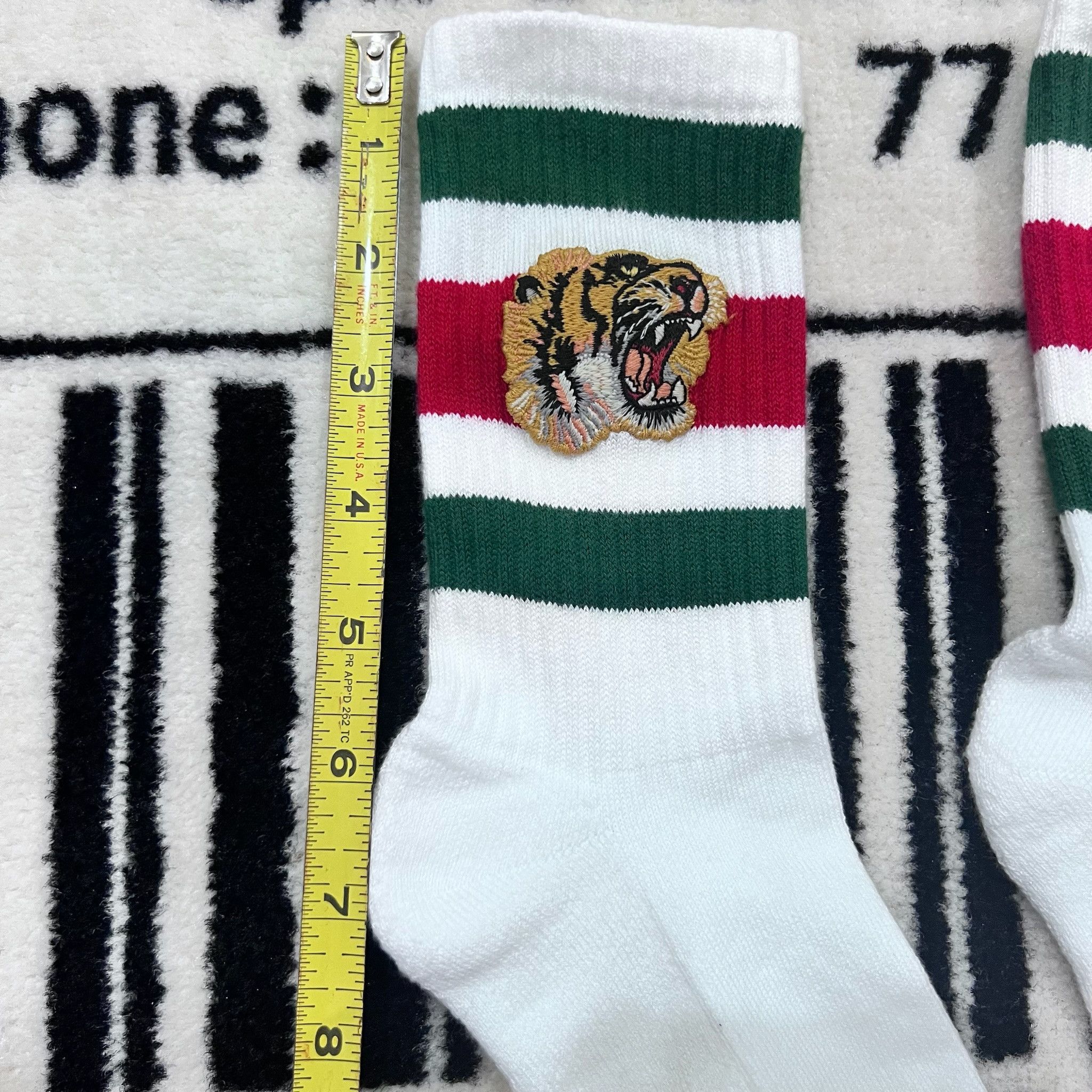 Gucci NEW Gucci Tiger Embroidered Logo Striped Socks Size ONE SIZE - 7 Thumbnail