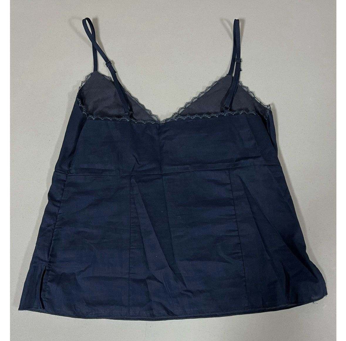 Vintage Navy Blue Solid Lace Trim Tank Top Shirt Blouse Size S 💙 Size S / US 4 / IT 40 - 3 Thumbnail