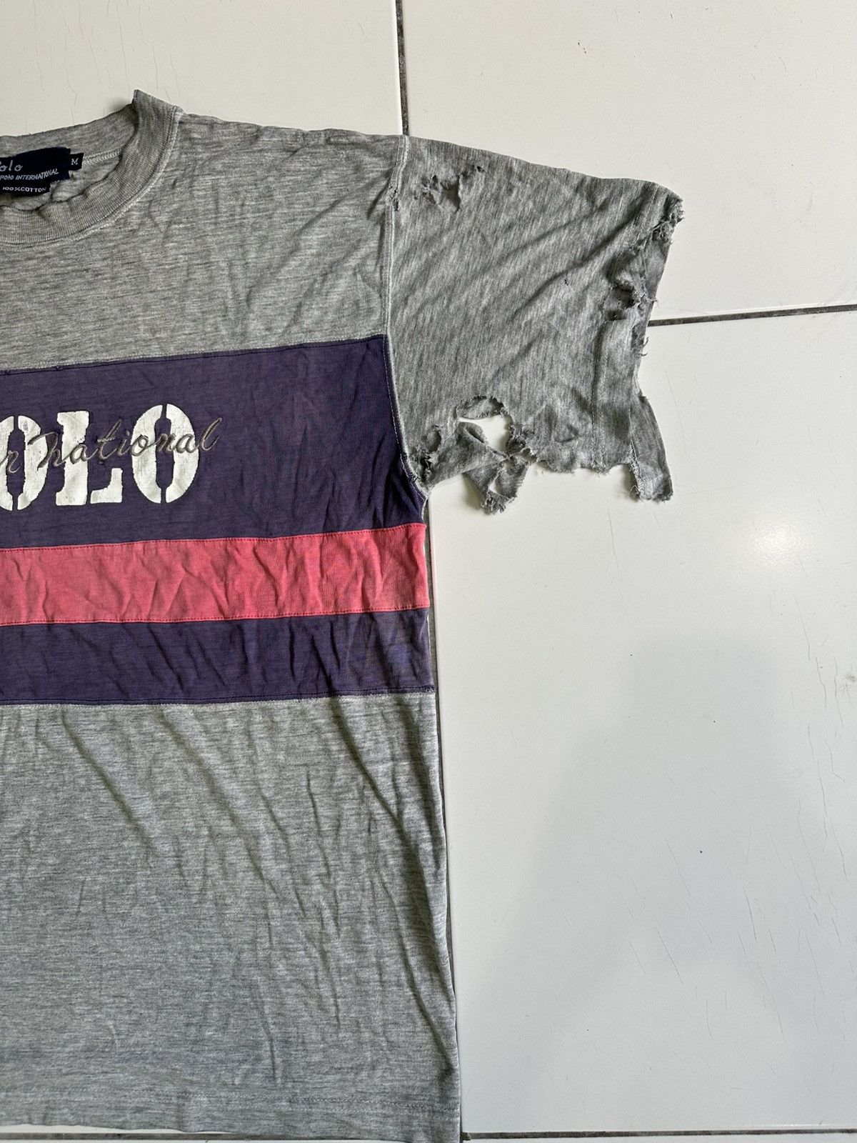 Polo Ralph Lauren 80s Polo international Sleeve Distressed colorblock. Size US M / EU 48-50 / 2 - 3 Thumbnail