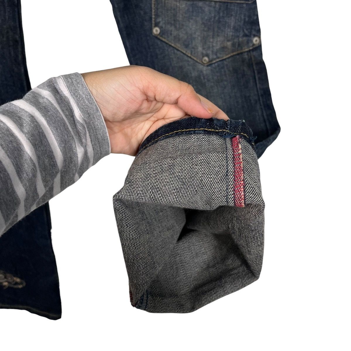Japanese Brand Vintage Akdmks Tactical Rare Design Flare Denim Jeans Size 29" - 12 Thumbnail