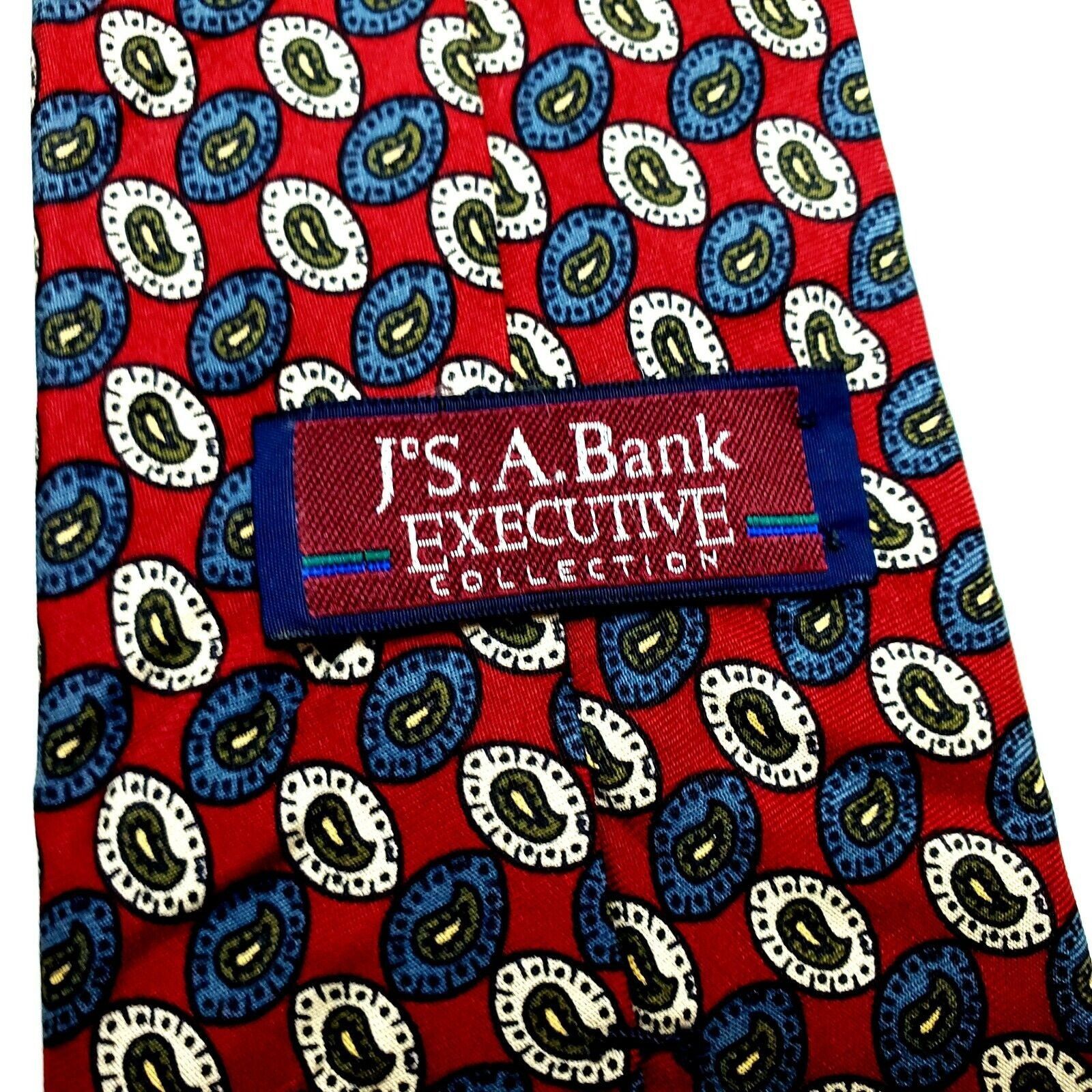 Jos. A. Bank Jos A Bank Silk Tie Red Print Geometric Short USA Size ONE SIZE - 3 Thumbnail