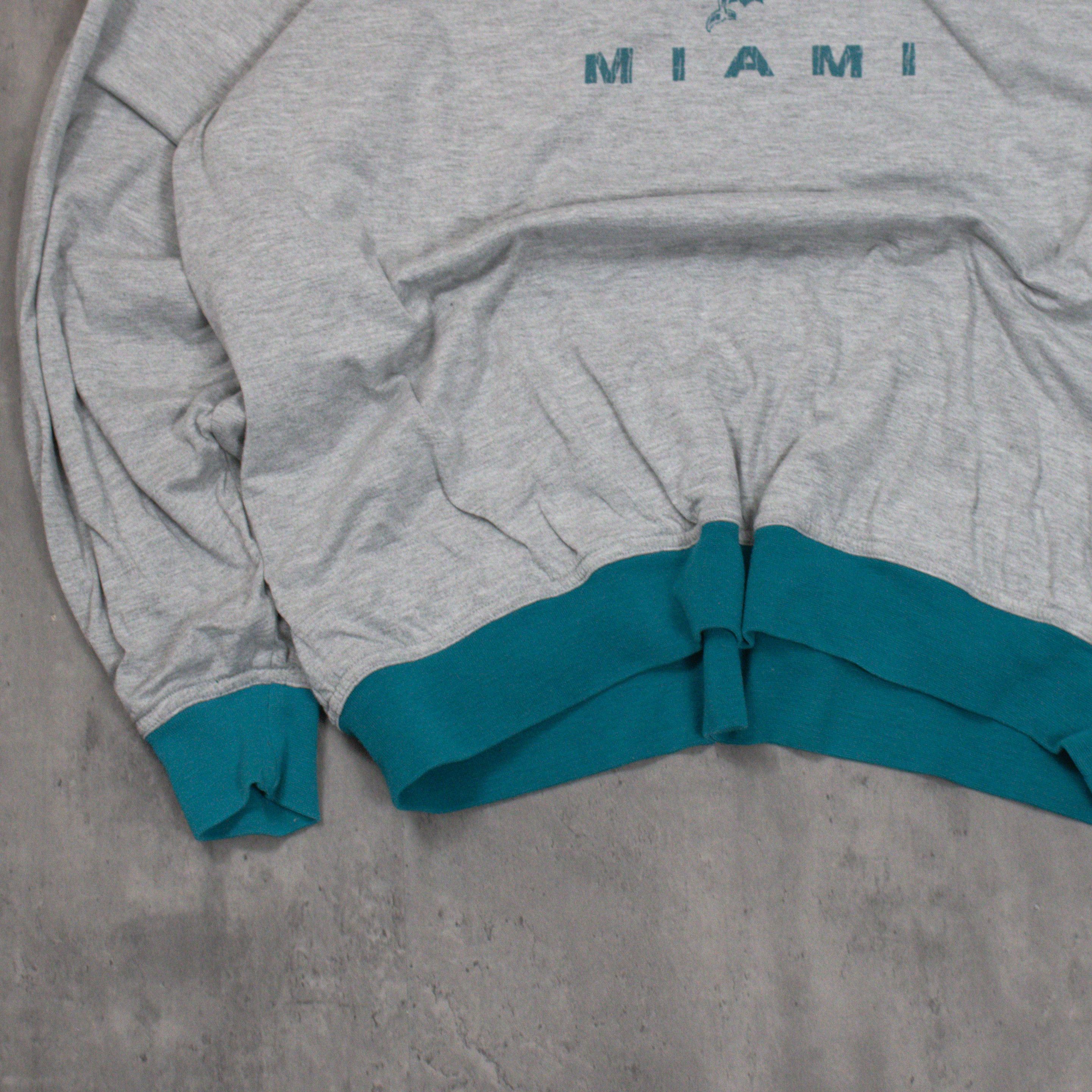 NFL 90's Miami Dolphin Double Sided Grey Teal Crewneck Sweater Size US XL / EU 56 / 4 - 6 Thumbnail