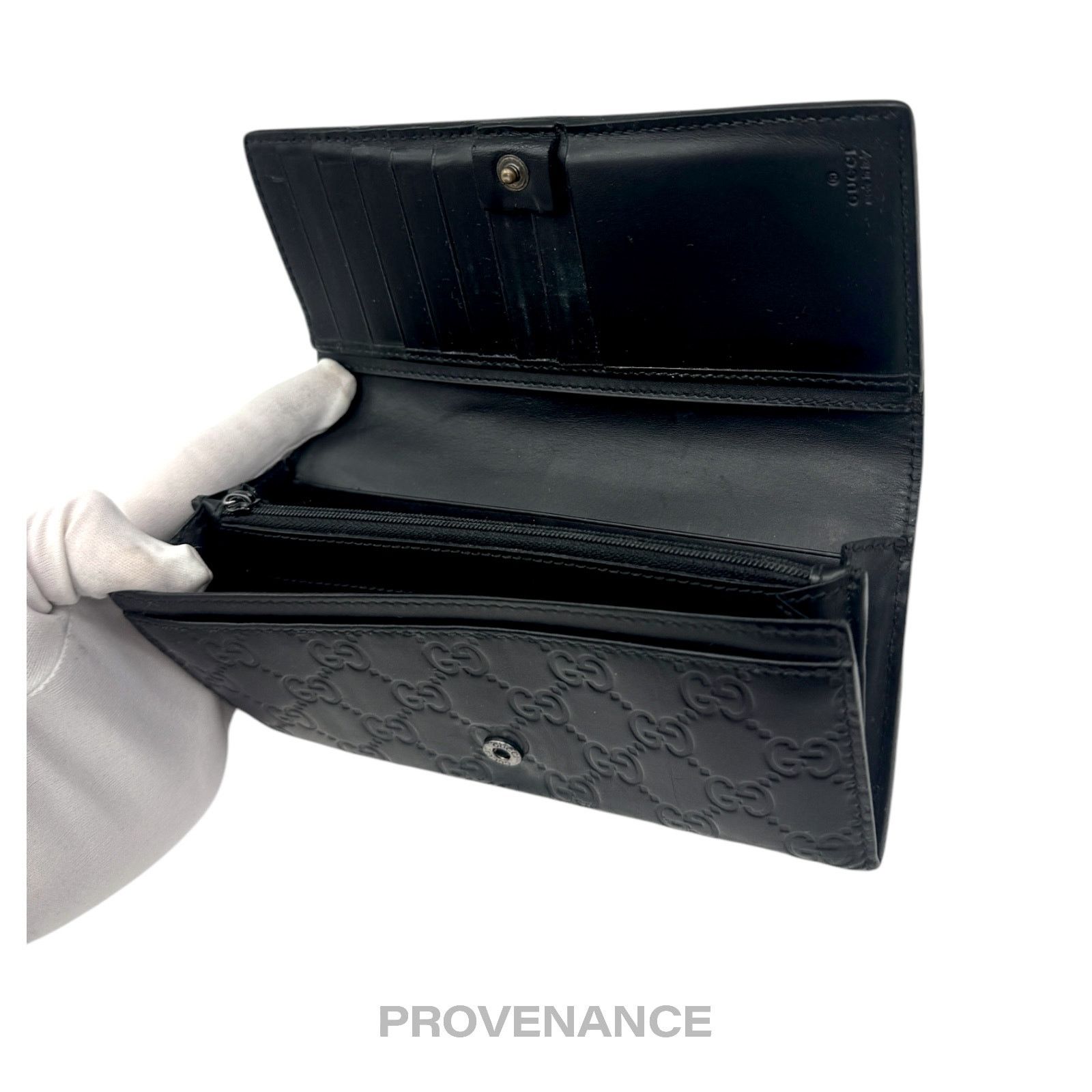 Gucci 🔴 Gucci Long Wallet - Black Guccissima Leather Size ONE SIZE - 6 Thumbnail
