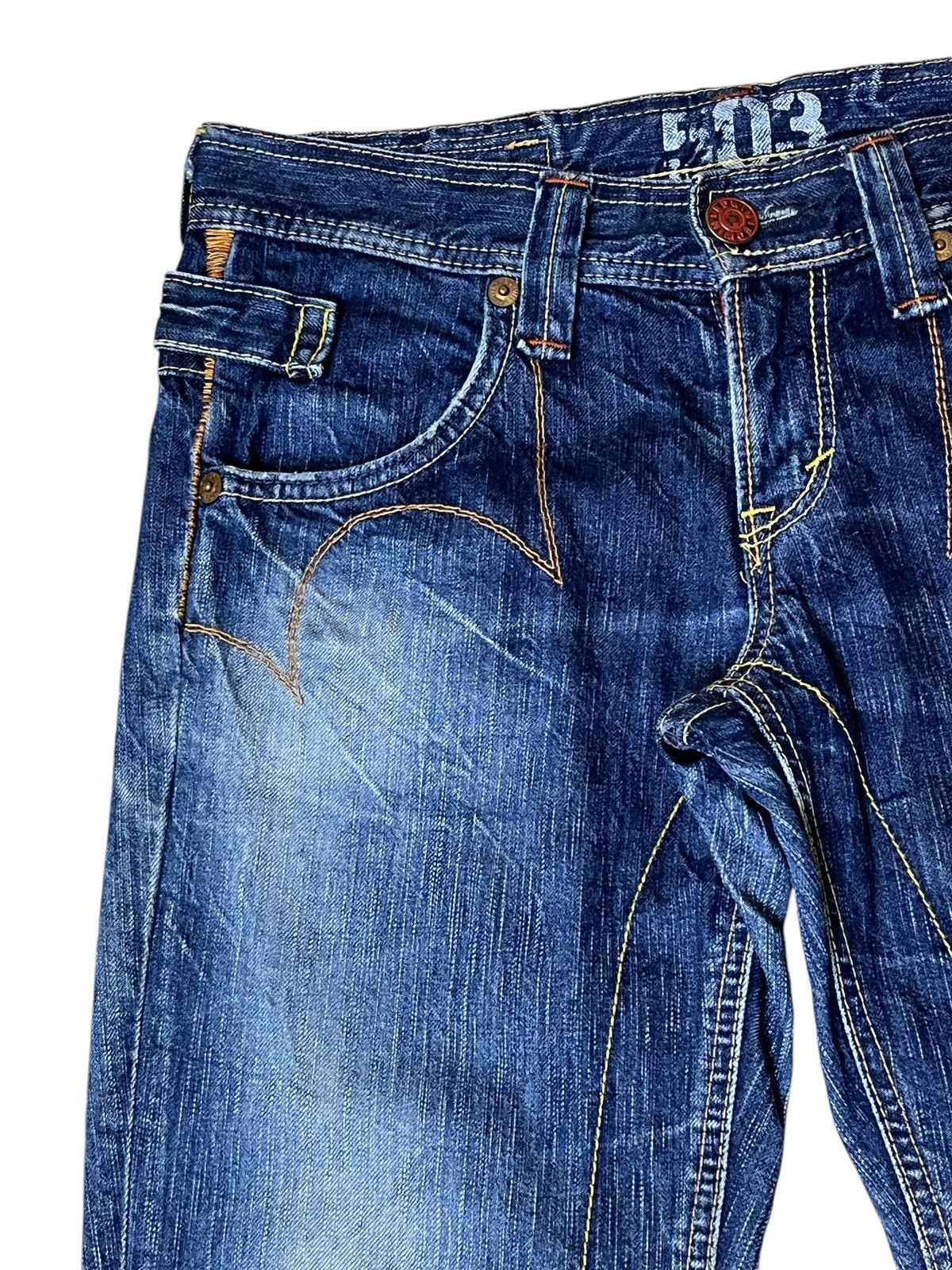 Edwin FLARED🔥VINTAGE EDWIN 503 MADE IN JAPAN BLUE TRIP JEANS Size US 30 / EU 46 - 5 Thumbnail