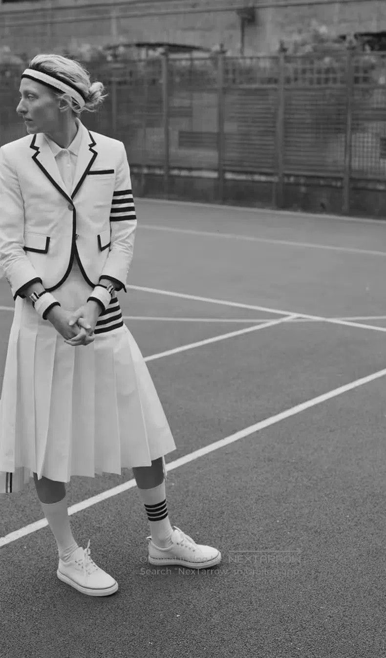 Thom Browne Thom Browne White Four Stripe Jacket - Gold Button Design Size XS / US 0-2 / IT 36-38 - 5 Thumbnail