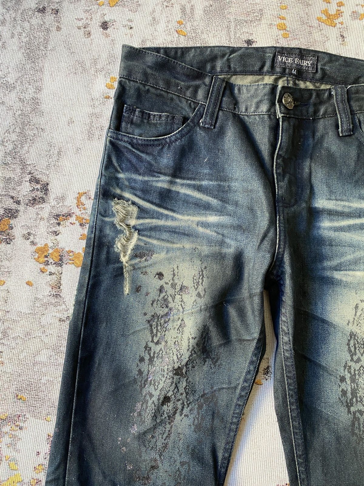 Japanese Brand Vice Fairy Claws Marks Design Gothic Punk Distressed Denim Size US 31 - 10 Thumbnail