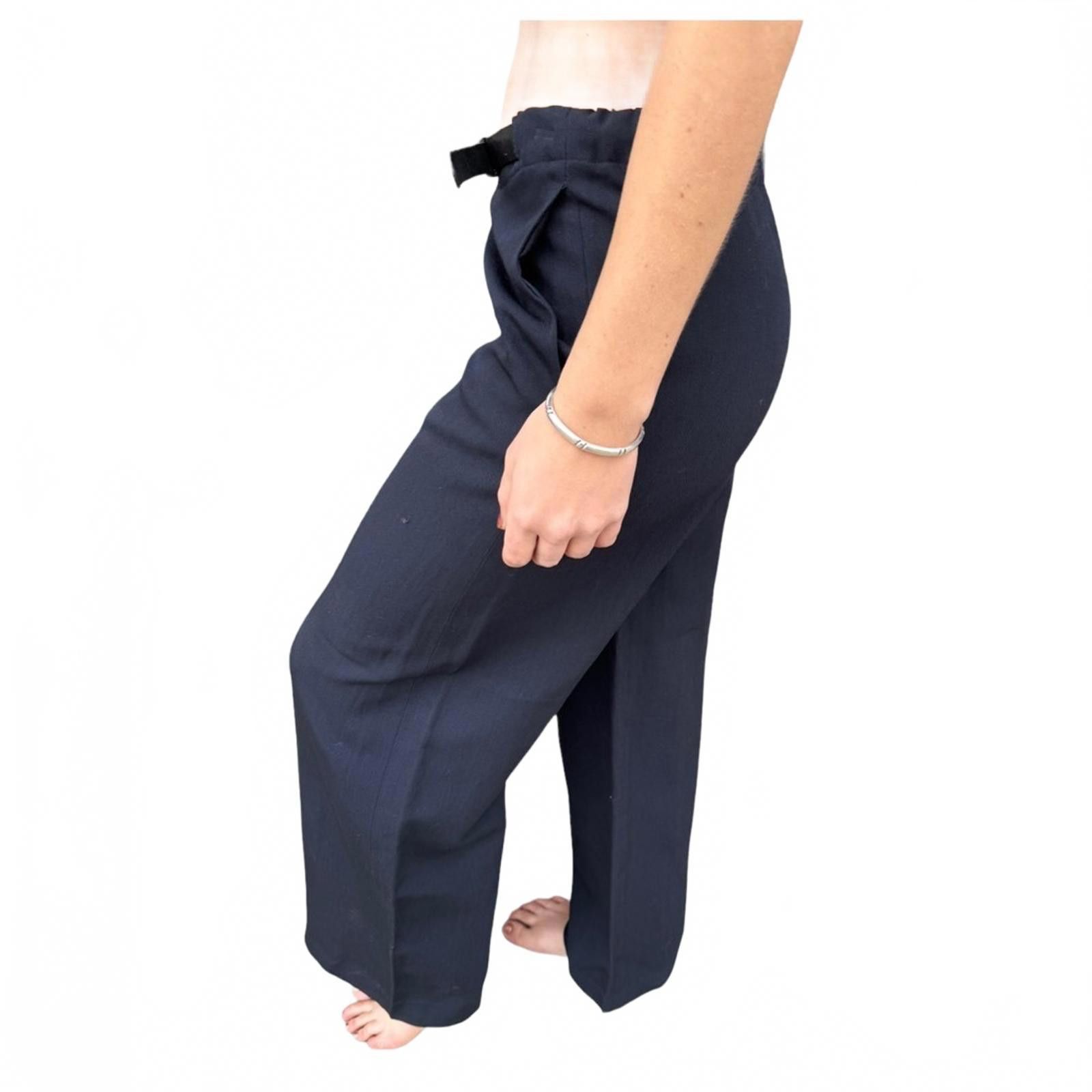 Designer ASPESI Blu Wool Wide Leg Trousers – Midnight Blue 38/M Size 32" / US 10 / IT 46 - 5 Thumbnail