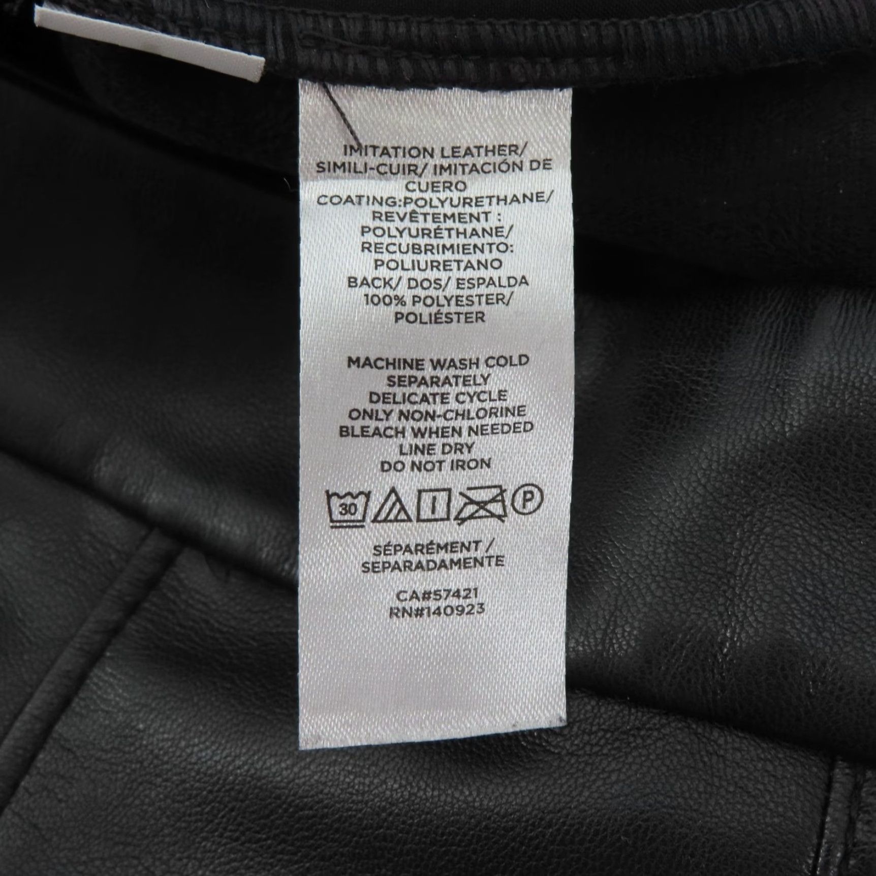 Loft LOFT Womens 00 Solid Black Faux Leather Trouser Pants Gold Buttons Pockets Size 24" / US 00 / IT 34 - 7 Thumbnail