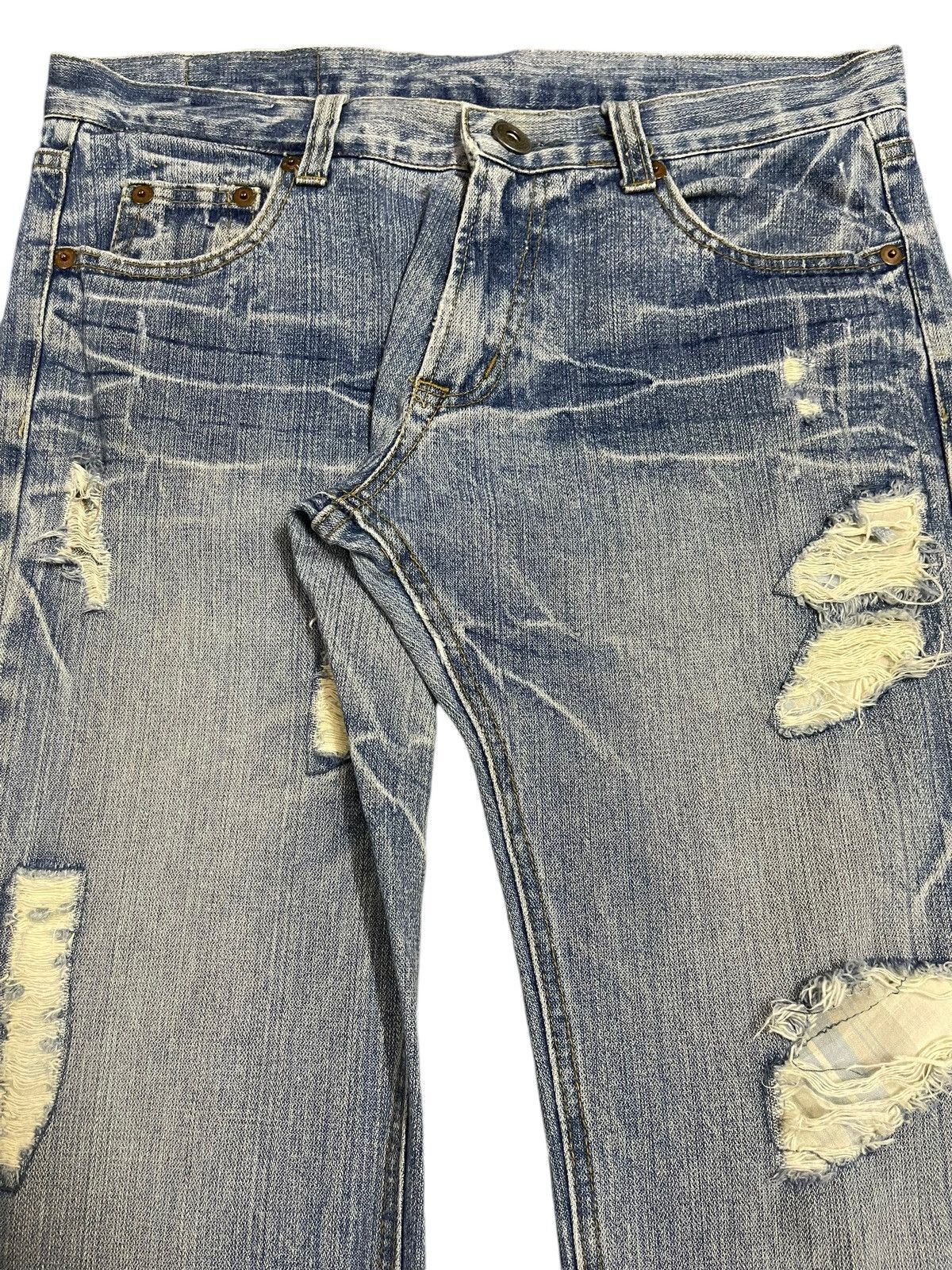 Kapital Vintage Japanese Brand Blue Faded Wash Distress Loose Jeans Size US 34 / EU 50 - 4 Thumbnail