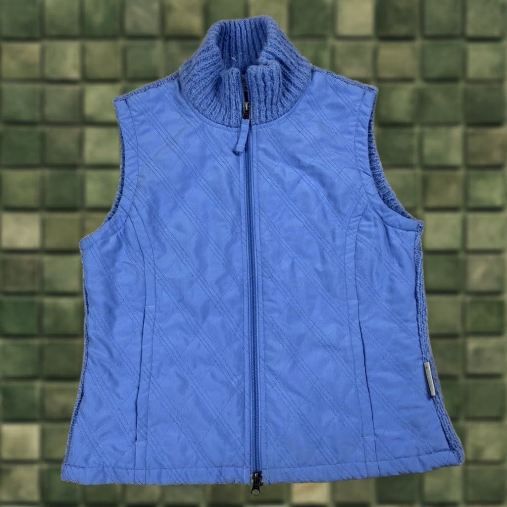 Vintage Columbia Women Vest Sleeveless Quilted Knit Wool Blend Full Zip Stand-Up Collar M Size M / US 6-8 / IT 42-44 - 1 Thumbnail