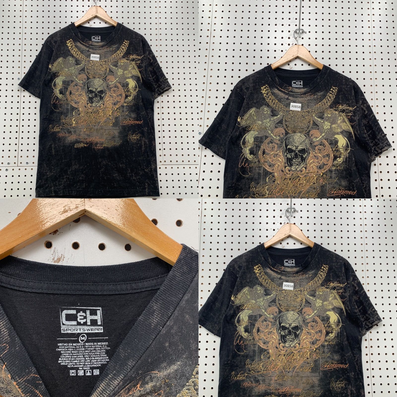 Affliction Y2K C&H Sportswear Skull Wings AOP Shirt Black Mens Medium Affliction 19.5x28.5 Size US M / EU 48-50 / 2 - 8 Thumbnail