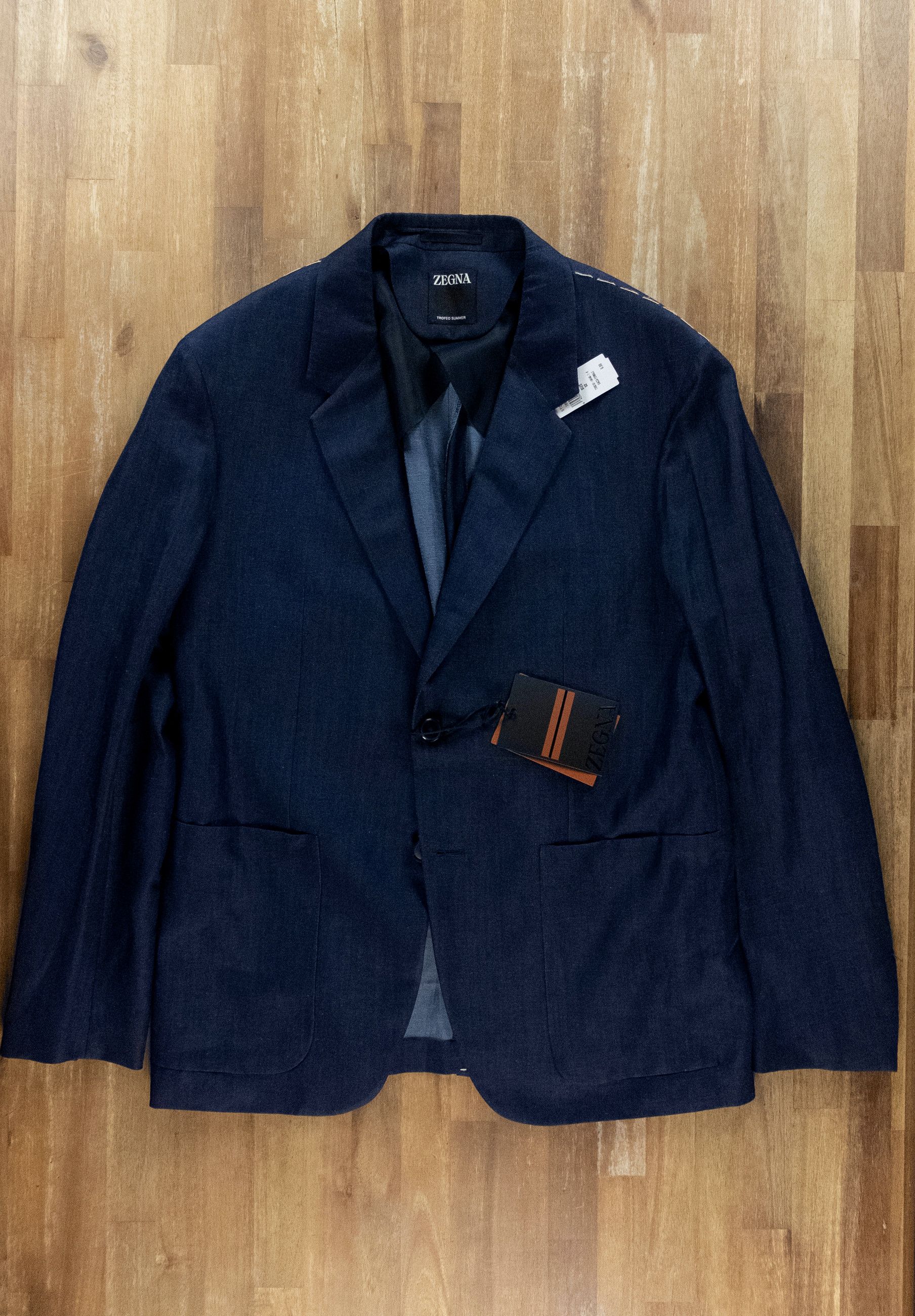 Ermenegildo Zegna ZEGNA Trofoe Summer navy blue wool linen blazer 42R Size 42R - 3 Thumbnail