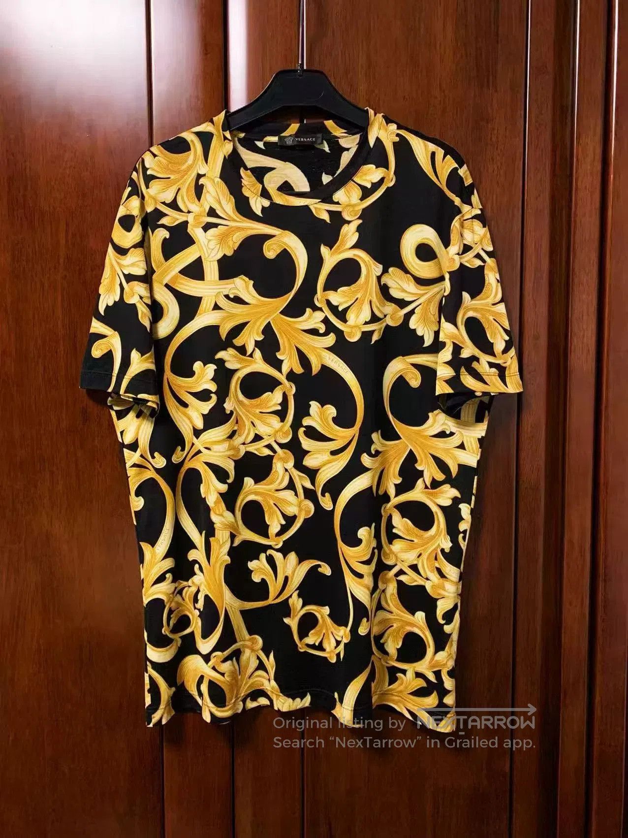Versace Men's Baroque Gold Vine T-Shirt.