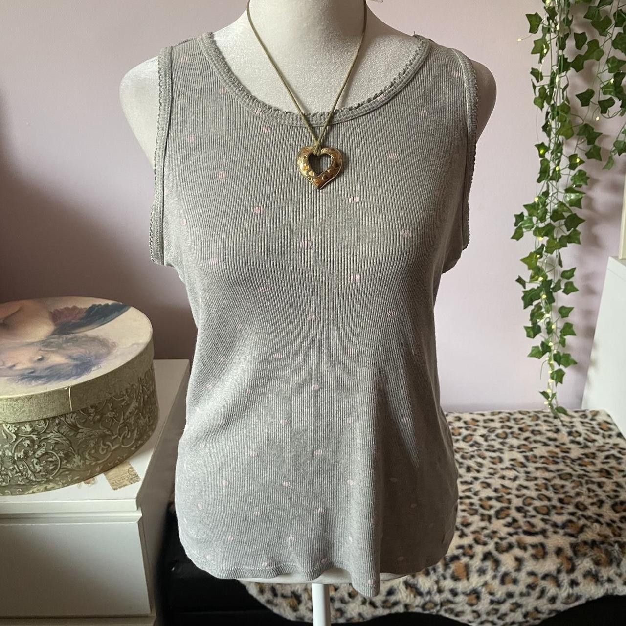 Gap Grey and Pink Polka Dot Tank Top Size XXL / US 16-18 / IT 52-54 - 1 Thumbnail
