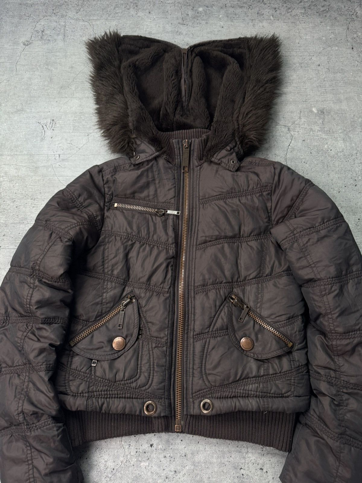 Hysteric Glamour Crazy Y2K Alaska bomber jacket fur black zipper hood Size L / US 10 / IT 46 - 5 Thumbnail