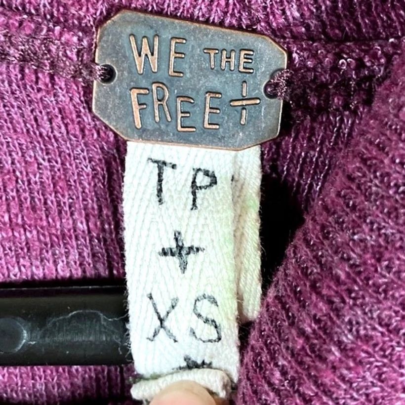 Free People We The Free Womens Sweatshirt Plum Split Back Turtleneck Cotton Blend XS Size XS / US 0-2 / IT 36-38 - 6 Thumbnail
