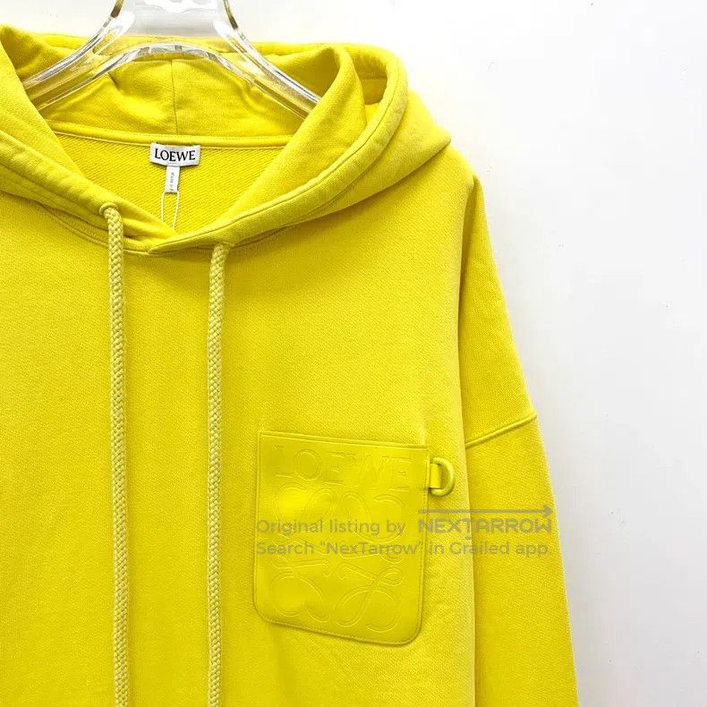 Loewe Loewe Yellow logo leather brand embossed cotton hooded dra Size L / US 10 / IT 46 - 3 Thumbnail