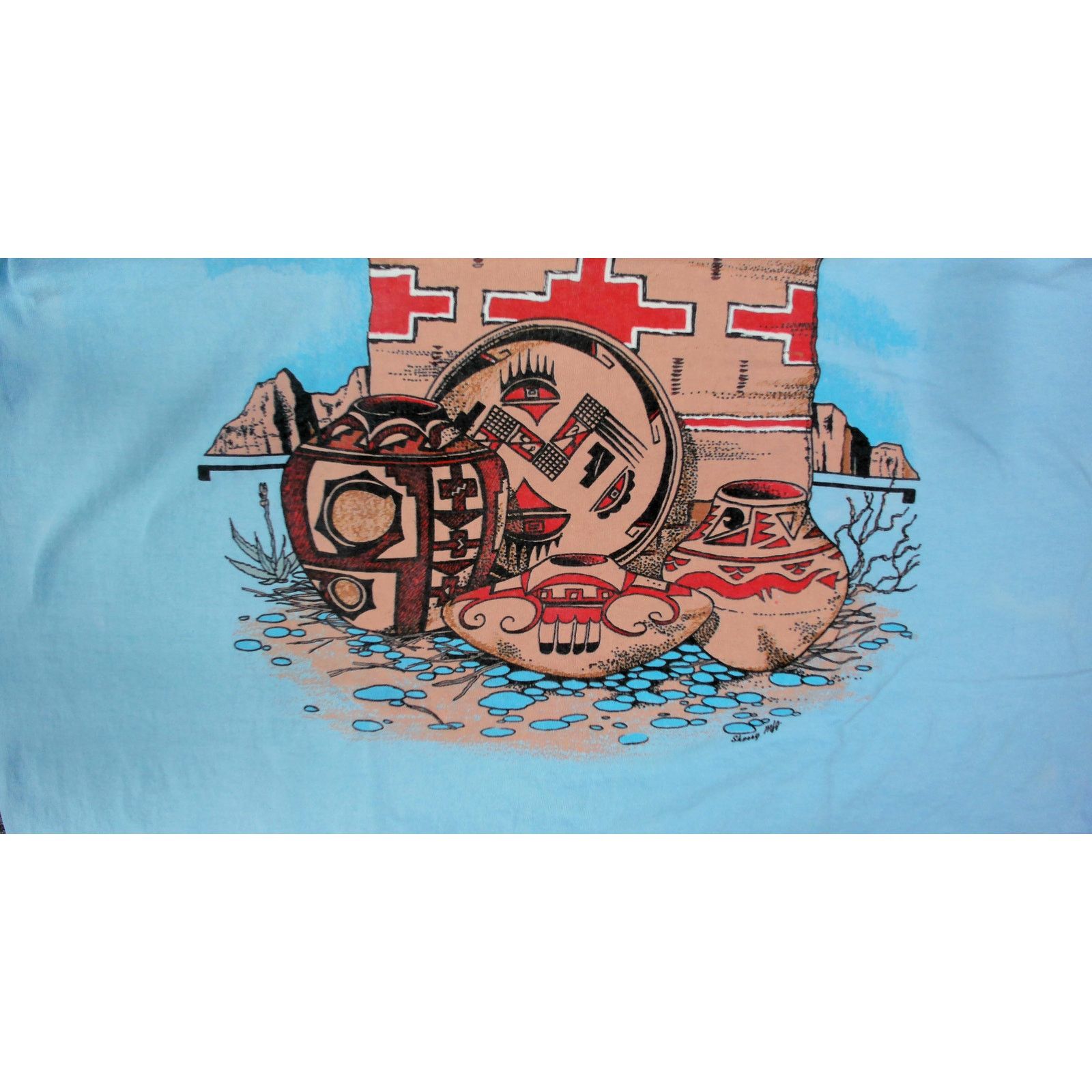 Vintage Vintage 90s Sun Faded Single Stitch Southwestern Pottery Tee Size US L / EU 52-54 / 3 - 9 Thumbnail