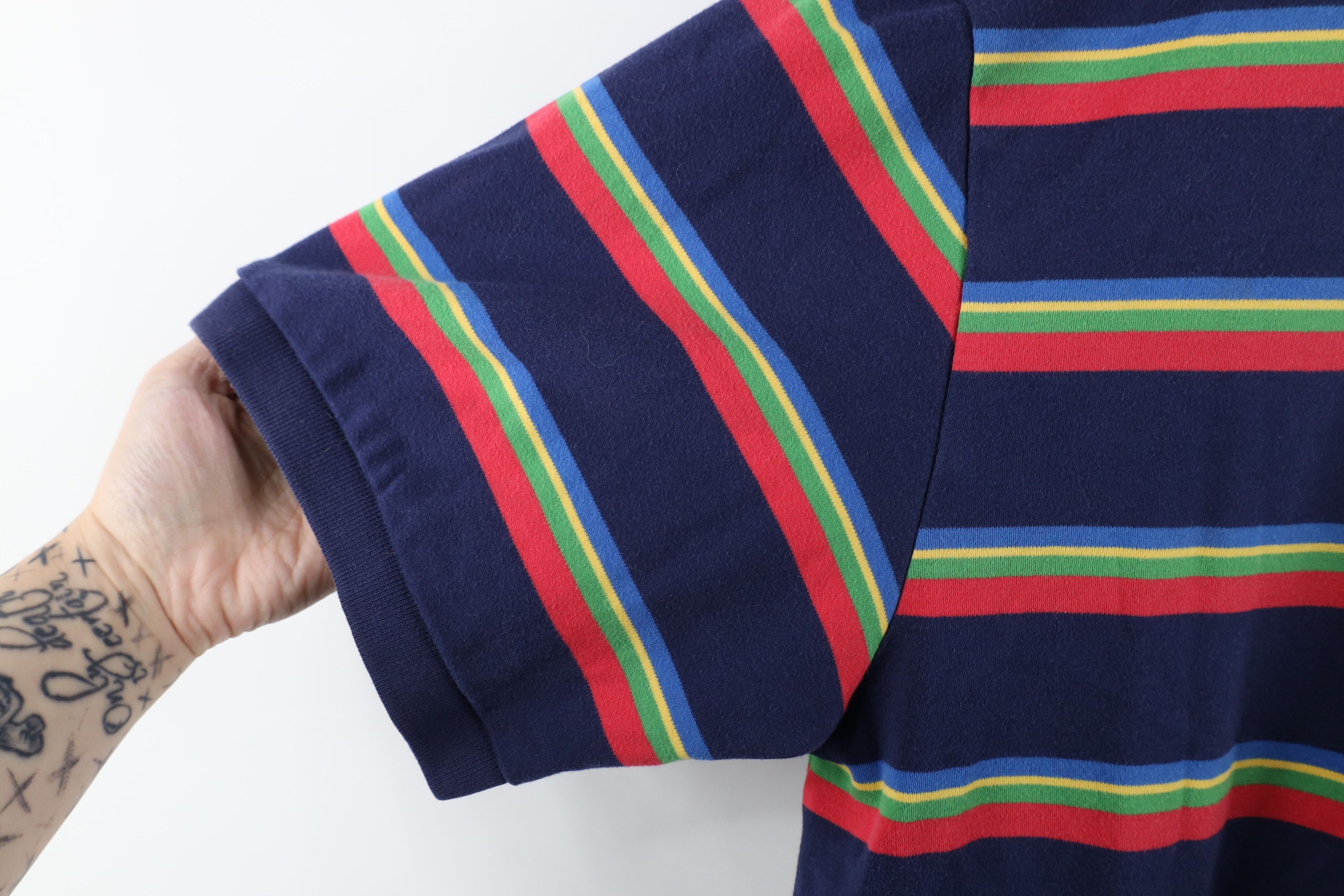 Vintage Vintage 90s Streetwear Rainbow Striped Collared Golf Polo Size US XXL / EU 58 / 5 - 7 Thumbnail
