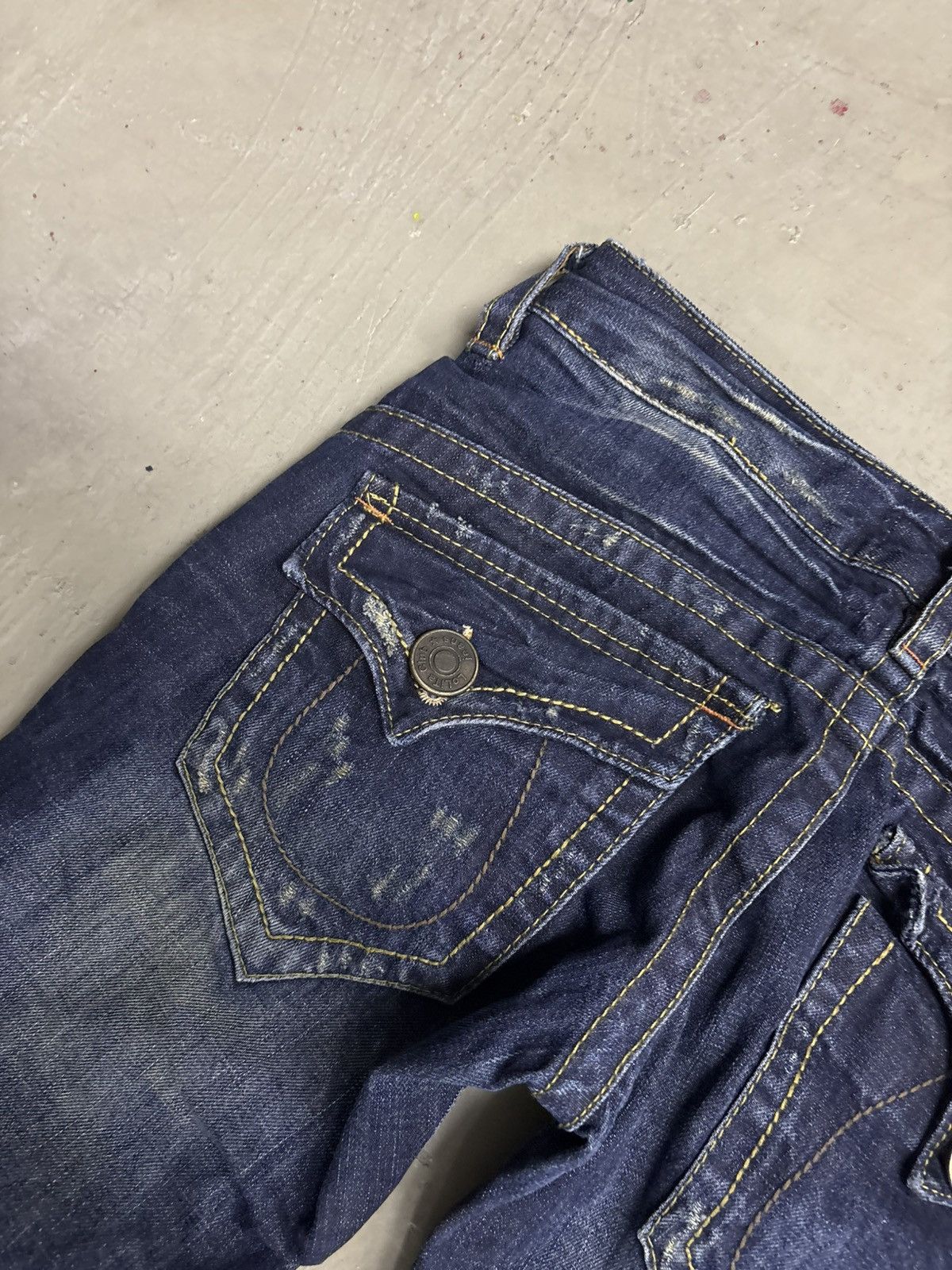 If Six Was Nine Japanese Brand Lolita Mud Wash Flare Heavy Distressed Jeans Size US 30 / EU 46 - 15 Thumbnail