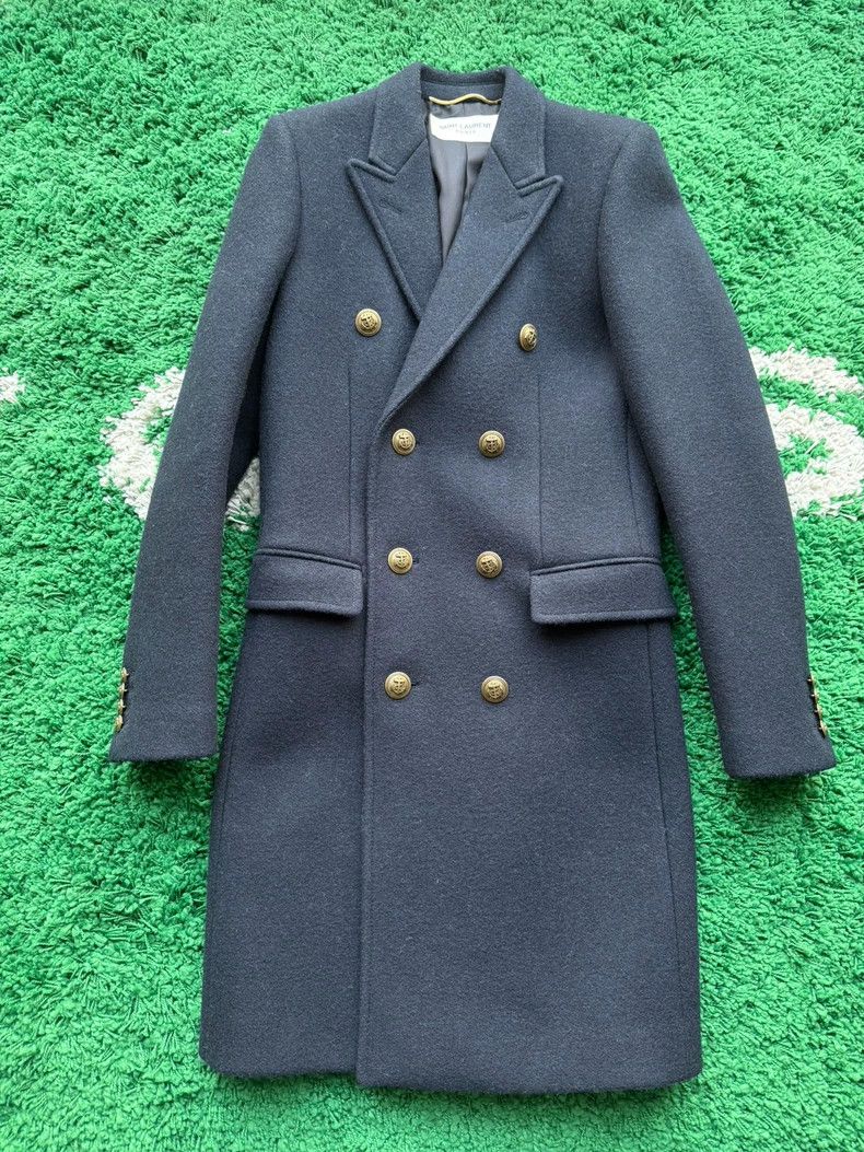 Saint Laurent Paris Saint Laurent Paris Navy Long Coat Size US XL / EU 56 / 4 - 1 Thumbnail