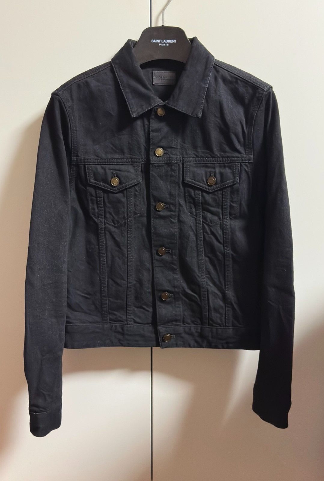 Saint Laurent Paris Saint Laurent Distressed Washed Black Denim Jacket Size US S / EU 44-46 / 1 - 1 Thumbnail