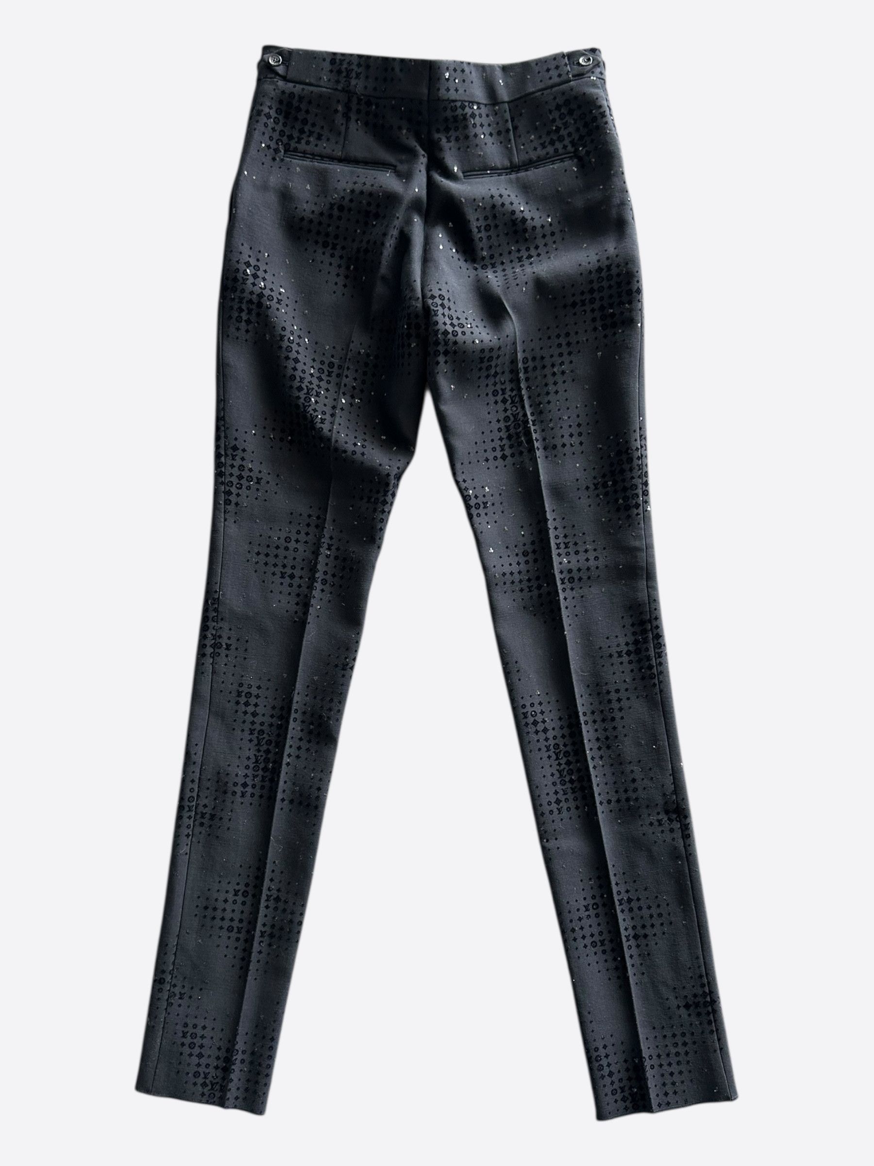 Louis Vuitton Louis Vuitton Black Crystal Monogram Trousers Size 34S - 2 Thumbnail