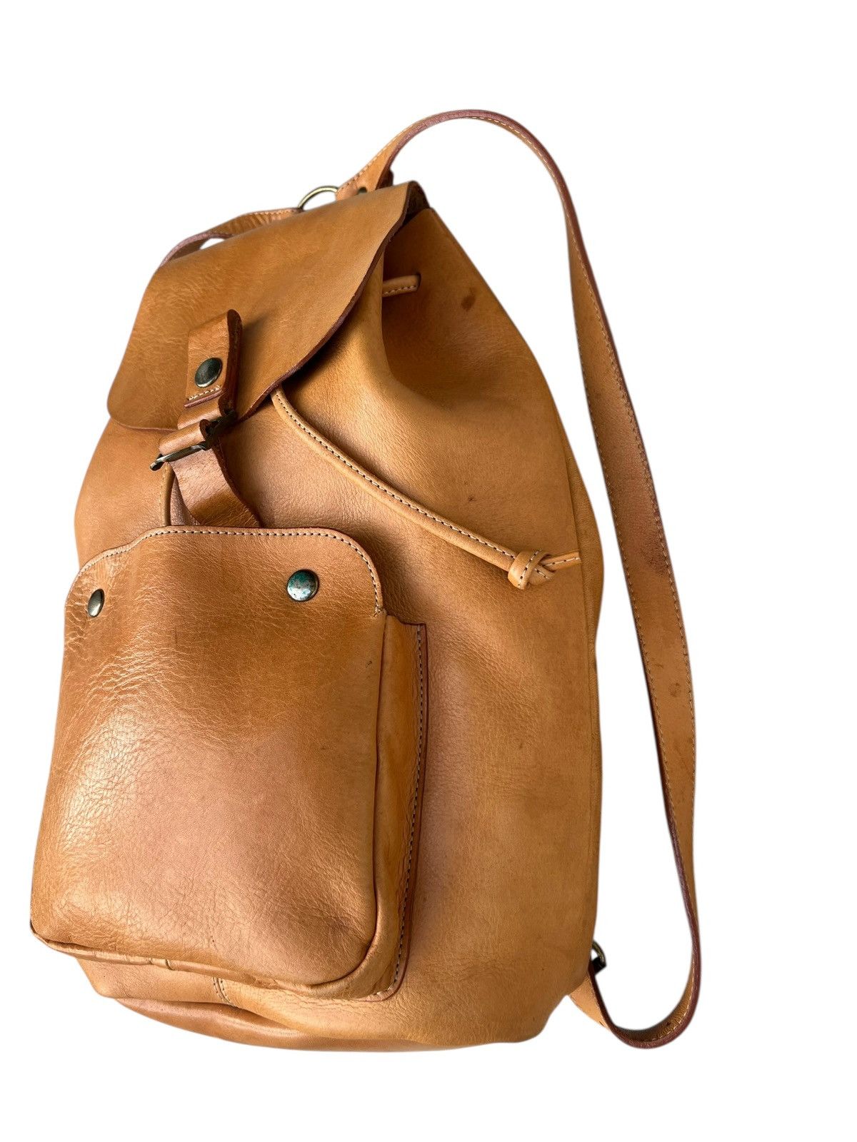 Leather Vintage Slipknot Project Japan Patina Leather Backpack Bag Size ONE SIZE - 7 Thumbnail