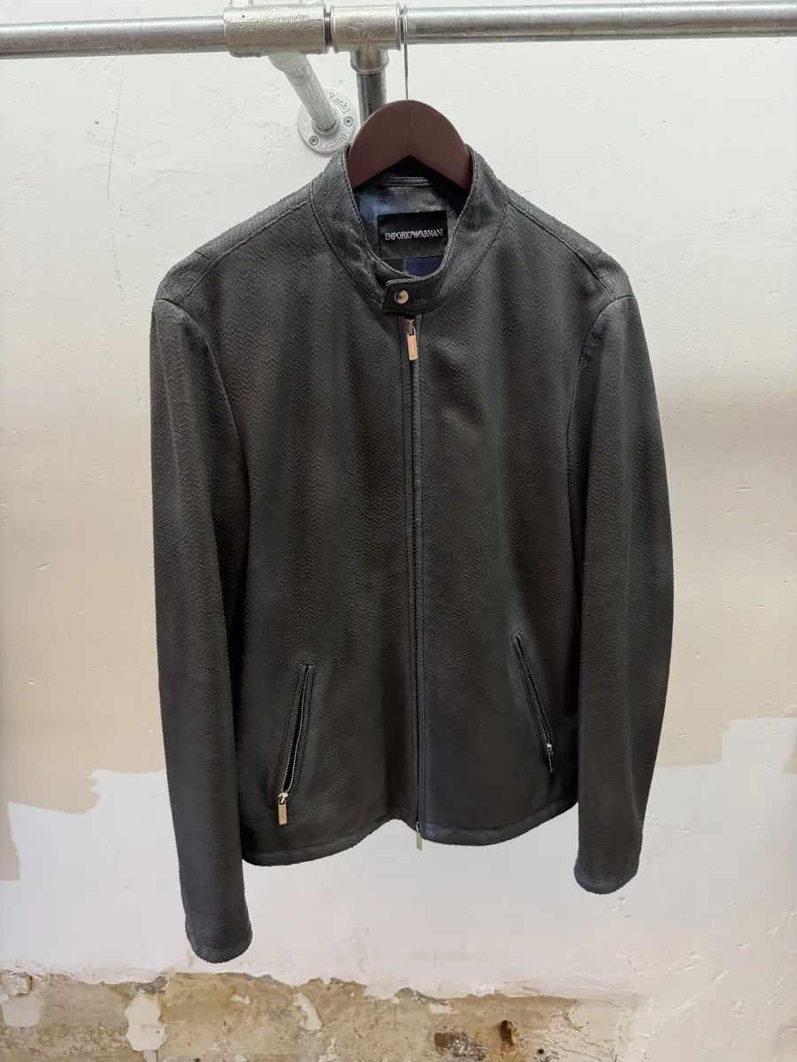 Emporio Armani SS2016 Emporio Armani Blue Python Embossed Leather Jacket Size US M / EU 48-50 / 2 - 1 Thumbnail