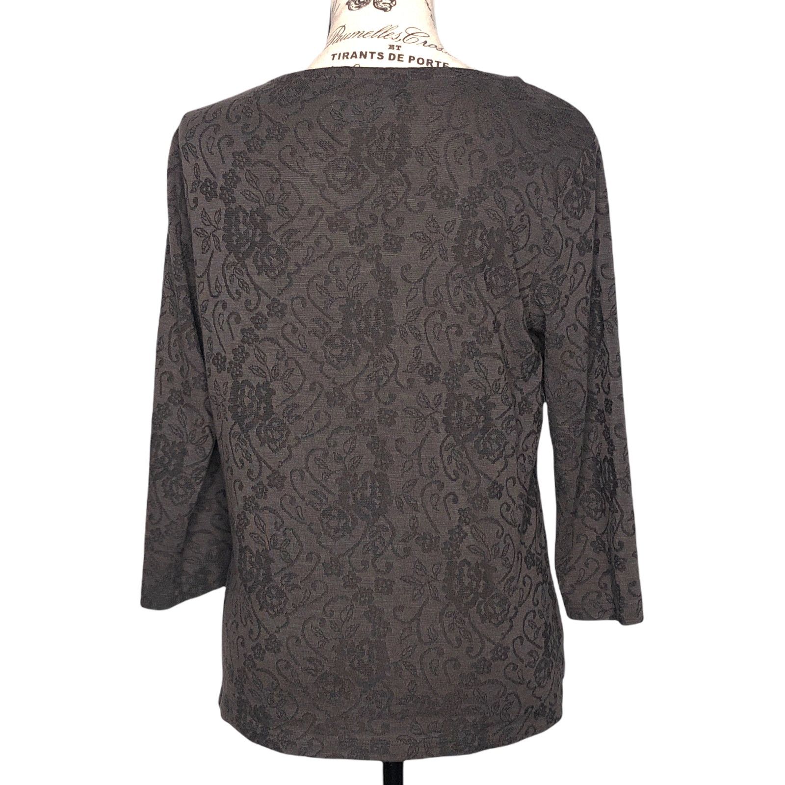 Coldwater Creek Floral Patterned Medium Weight 3/4 Sleeve Knit Top Size M / US 6-8 / IT 42-44 - 5 Thumbnail