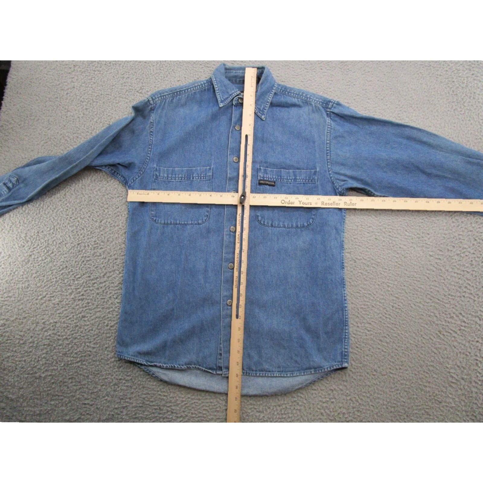 Harley Davidson Harley-Davidson Button-Up Shirt Denim Long Sleeve Blue Small Men’s Regular Pocket Collared Vintage? No - (adjusted) Size US S / EU 44-46 / 1 - 5 Thumbnail