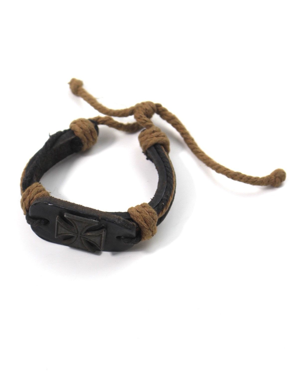 If Six Was Nine 2000S IRON CROSS BLACK LEATHER ROPE WRISTBAND BRACELET ...