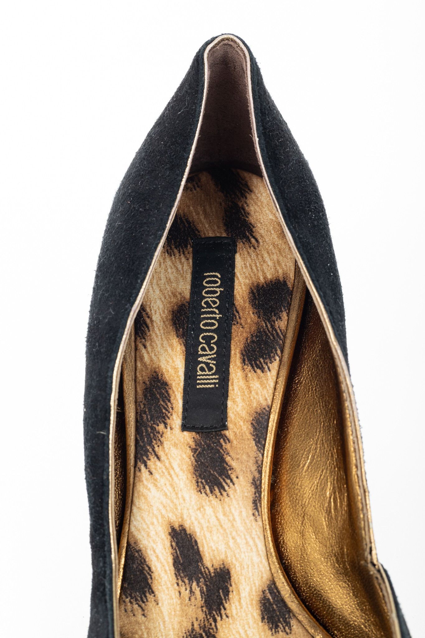 Roberto Cavalli Roberto Cavalli Black Suede Cutout Peep-Toe Heels Size US 5.5 / IT 35.5 - 9 Thumbnail
