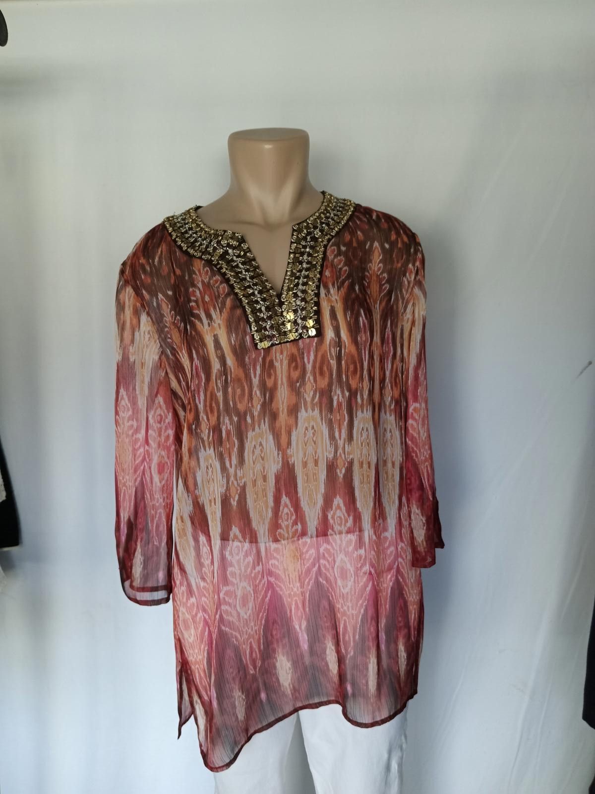 Chicos Chico's Vibrant Beaded Tunic Top Size S / US 4 / IT 40 - 1 Thumbnail