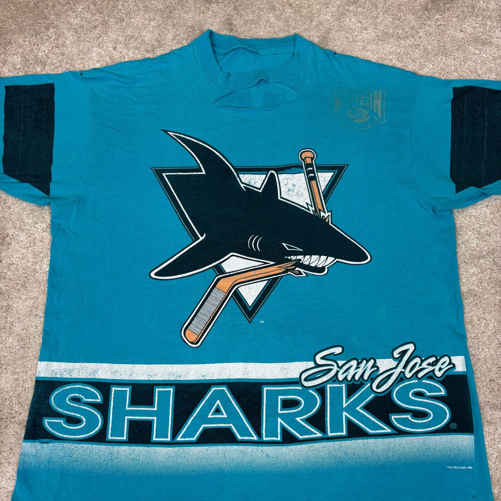 Salem Sportswear Vintage 90s San Jose Sharks Salem Sportswear Distressed XL Size US XL / EU 56 / 4 - 2 Thumbnail
