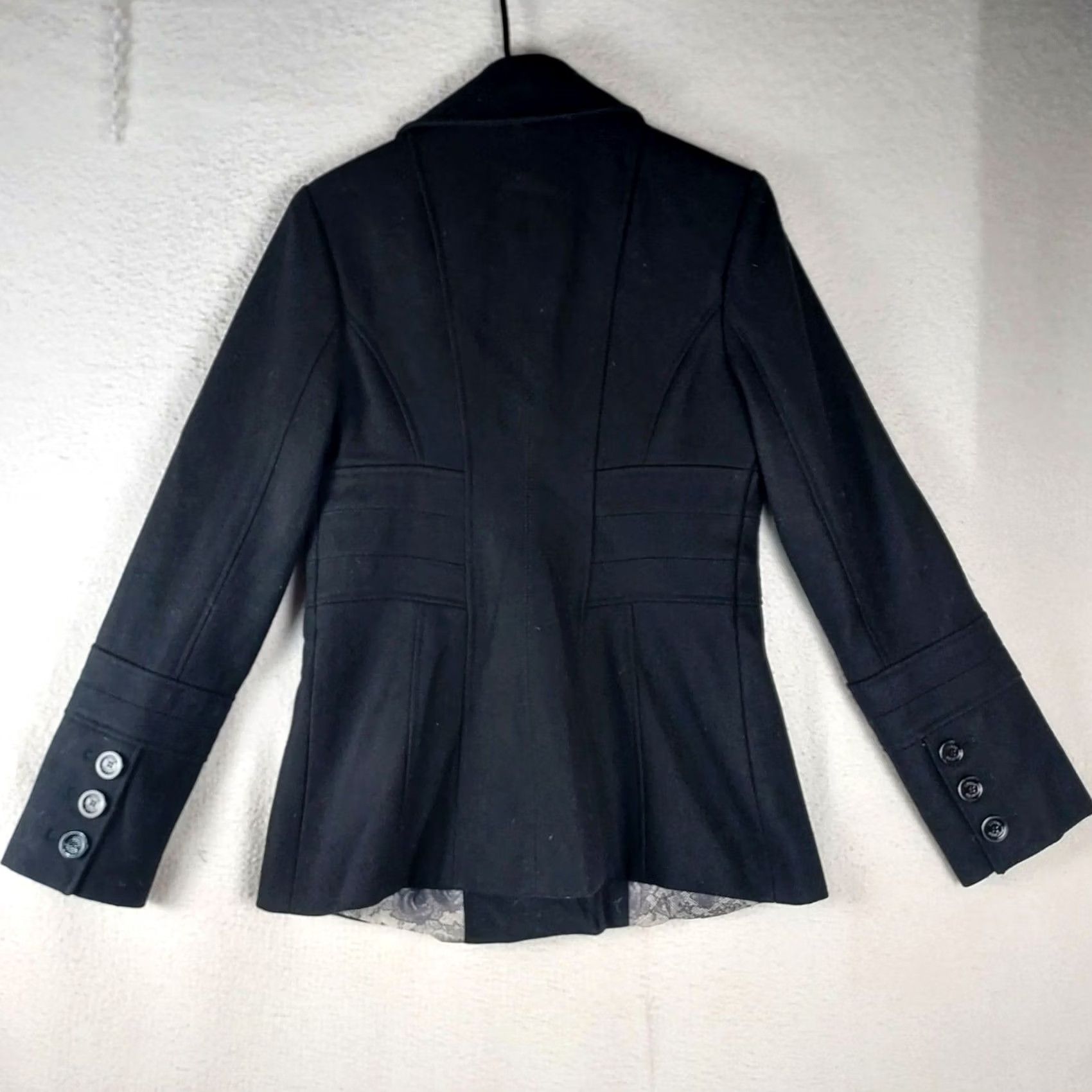 Guess Guess Womens Peacoat Wool Blend Medium Black Double Breasted Winter Coat M XS/OS? Size M / US 6-8 / IT 42-44 - 2 Thumbnail