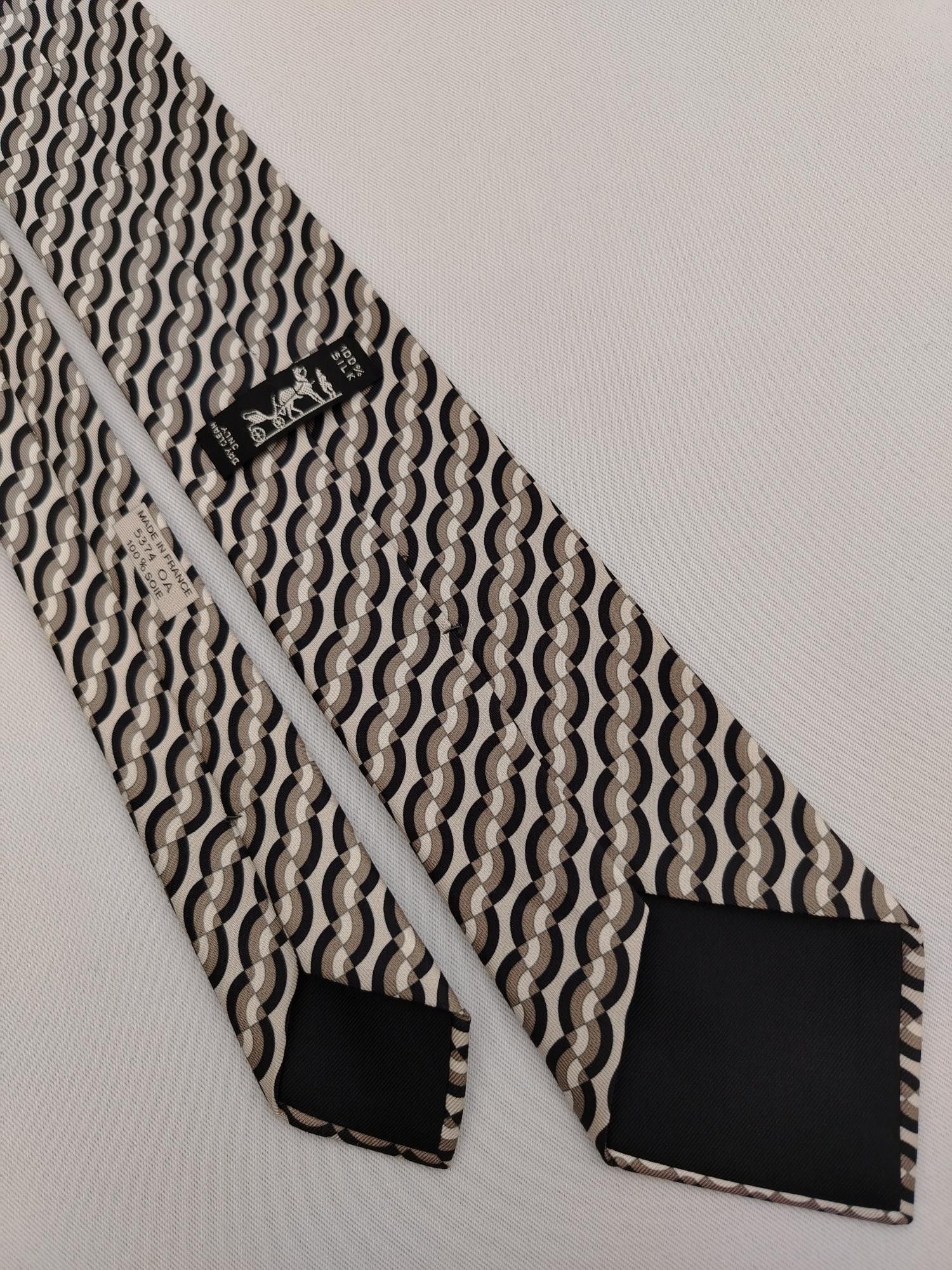 Hermes Hermes Paris 5374 OA Silk Necktie Geometric Pattern Men Tie Size ONE SIZE - 5 Thumbnail