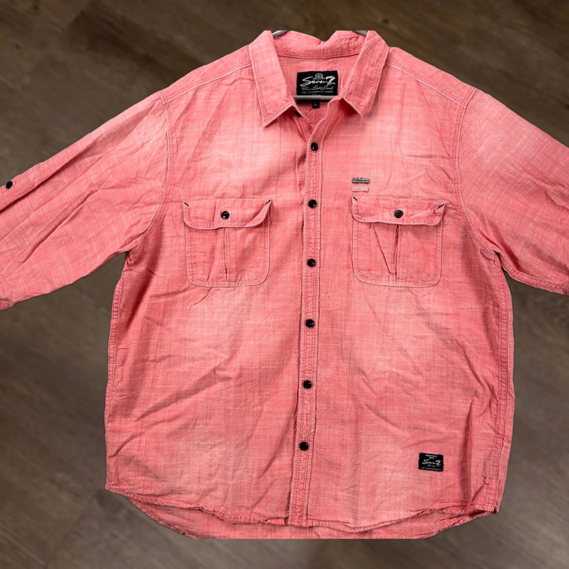 Vintage Seven7 Western Shirt Mens XL Red Button-Up Long Sleeve Pockets Flap Western Casual Shirt Size US XL / EU 56 / 4 - 1 Thumbnail