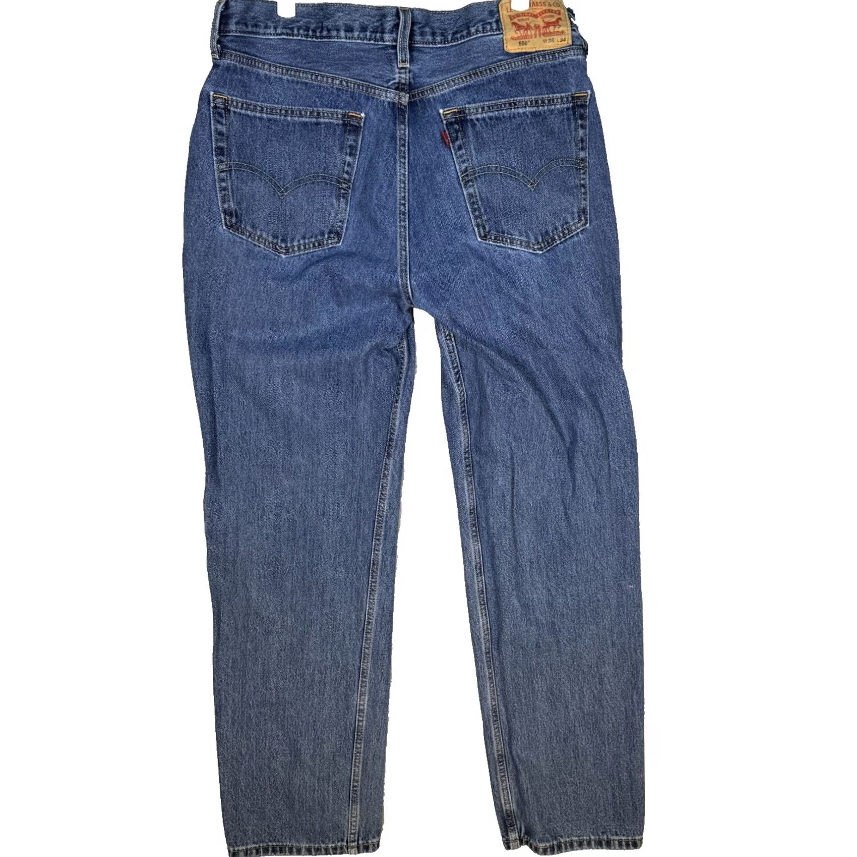 Levi's Levi's 550 Jeans Mens 36x34 Blue Denim Relaxed Fit Tapered Leg Mid Rise Zip Fly Size US 36 / EU 52 - 2 Thumbnail